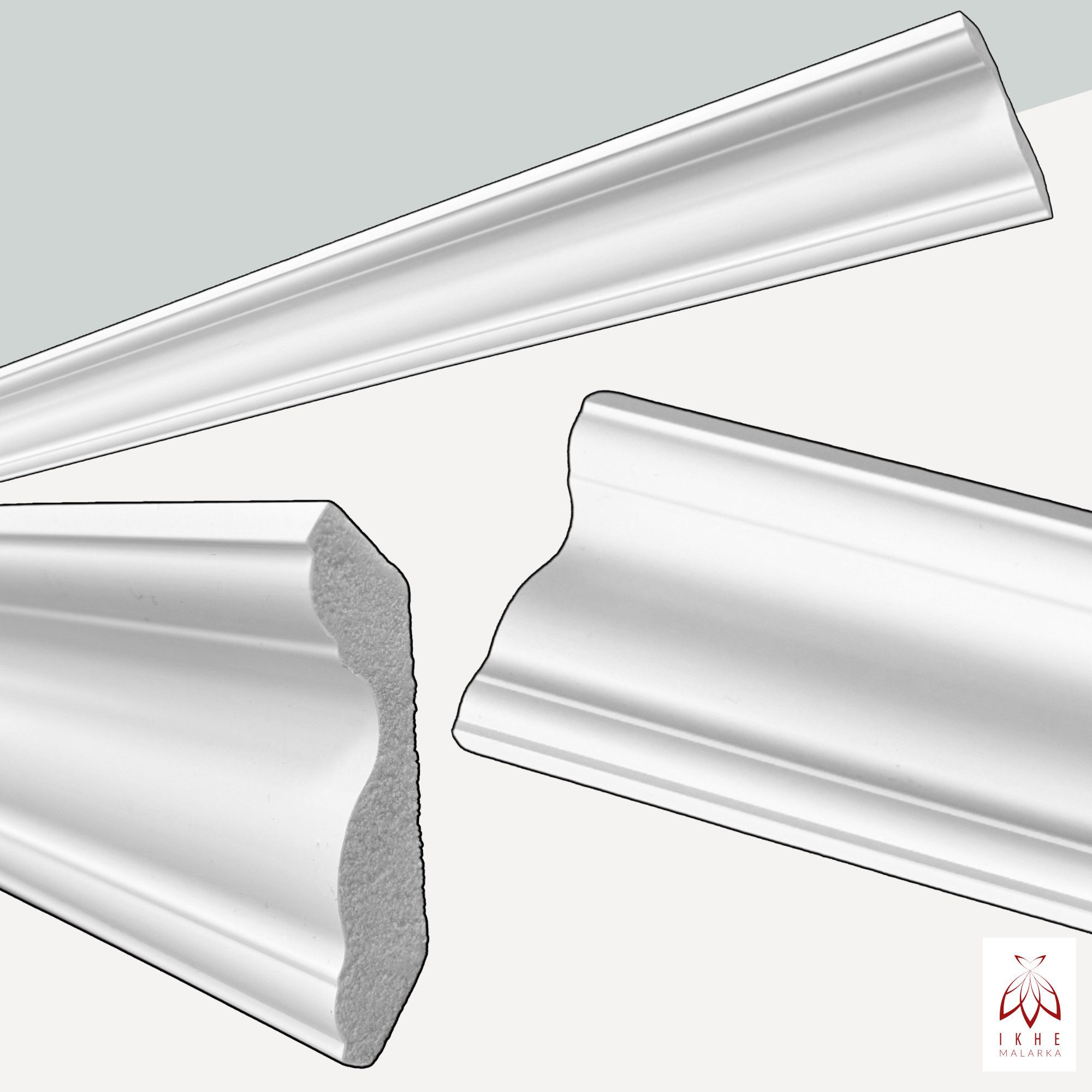 IKHEMalarka Deckenleiste 100 cm – Zierleisten - dekorative Stuckleisten für Wand & Decke, Montagekleber - Pattex DK Flex 1000, 4 Designprofile zur Auswahl, Einz – Bild 4 von 5