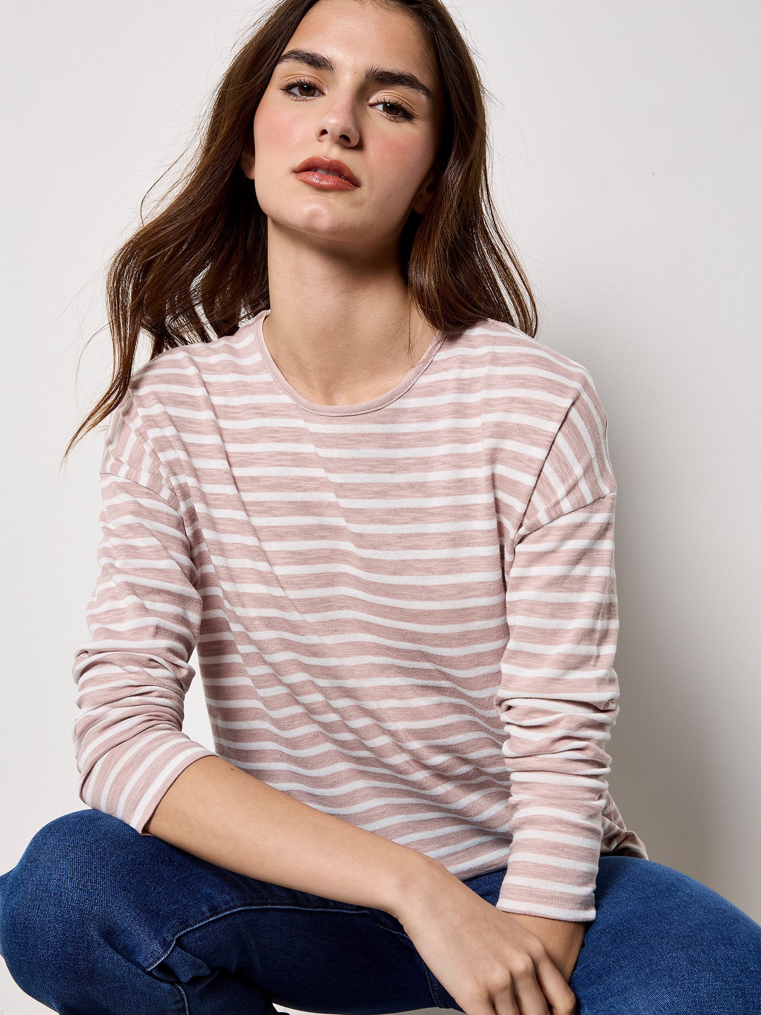 Apricot T-Shirt Weiches Jersey-Oberteil mit Streifen