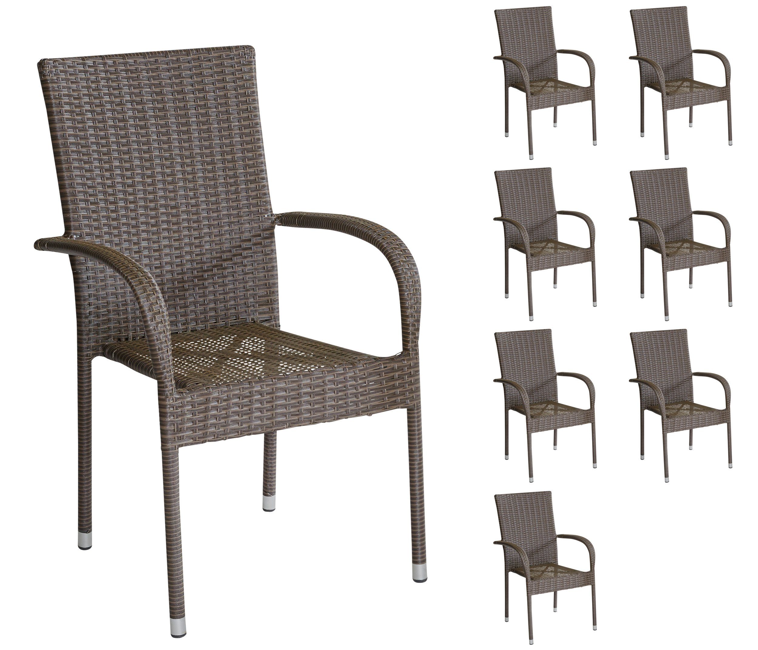 LC Garden Stapelstuhl LC Garden »Lübeck« 8er Set Stapelstuhl braun Armlehnstuhl Balkonstuhl