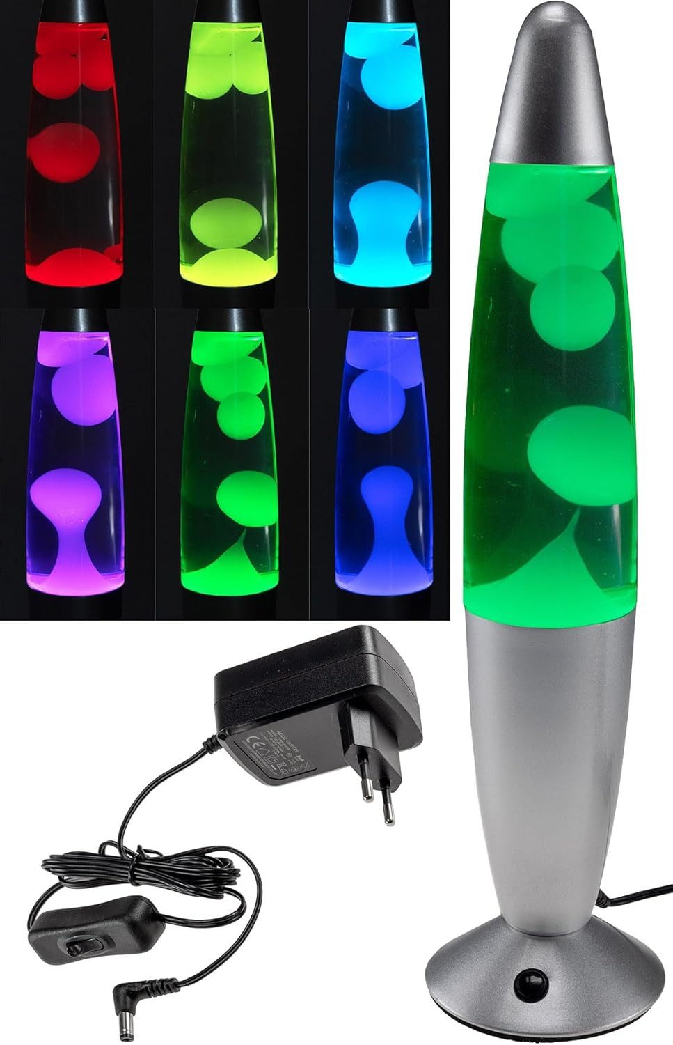 ChiliTec Lavalampe Lavalampe "CTL Funky LED" 40cm RGB Wasser & Wachs: Klar, Body: silber