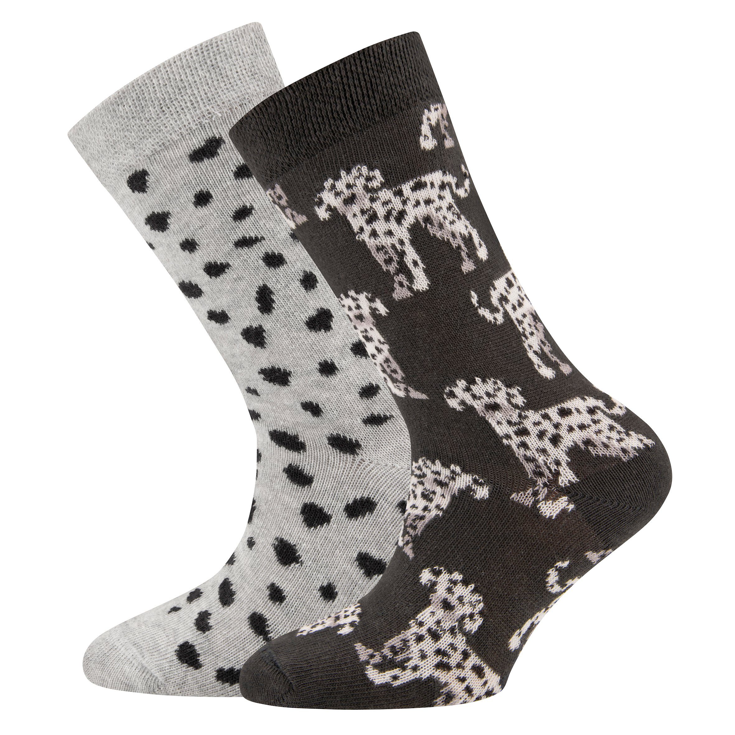 Socken Ewers 2er Pack Dalmatiner/Punkte Mädchen Socken Strümpfe grau