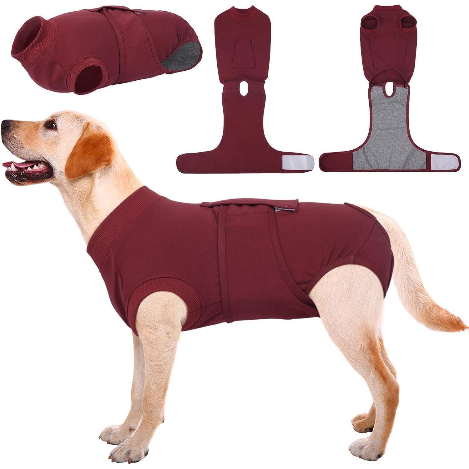 LuxusKollektion OP-Body Hundebody OP Schutzanzug Kastration Antileck XXL (1er Pack) Dunkelrot
