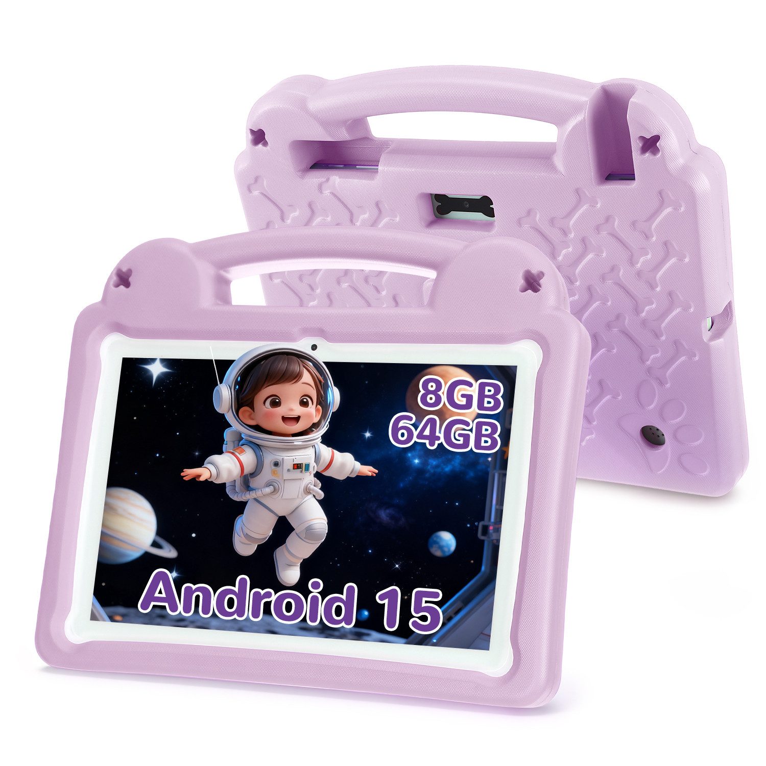 oyajia Kinder-Tablet, 10.1” Android 15 Tablet für Kinder, 8GB RAM 64GB ROM Tablet (10.1", 64 GB, Quad Core, mit stoßfester Hülle, Bluetooth, WLAN, Kindersicherung, Dual-Kamera)