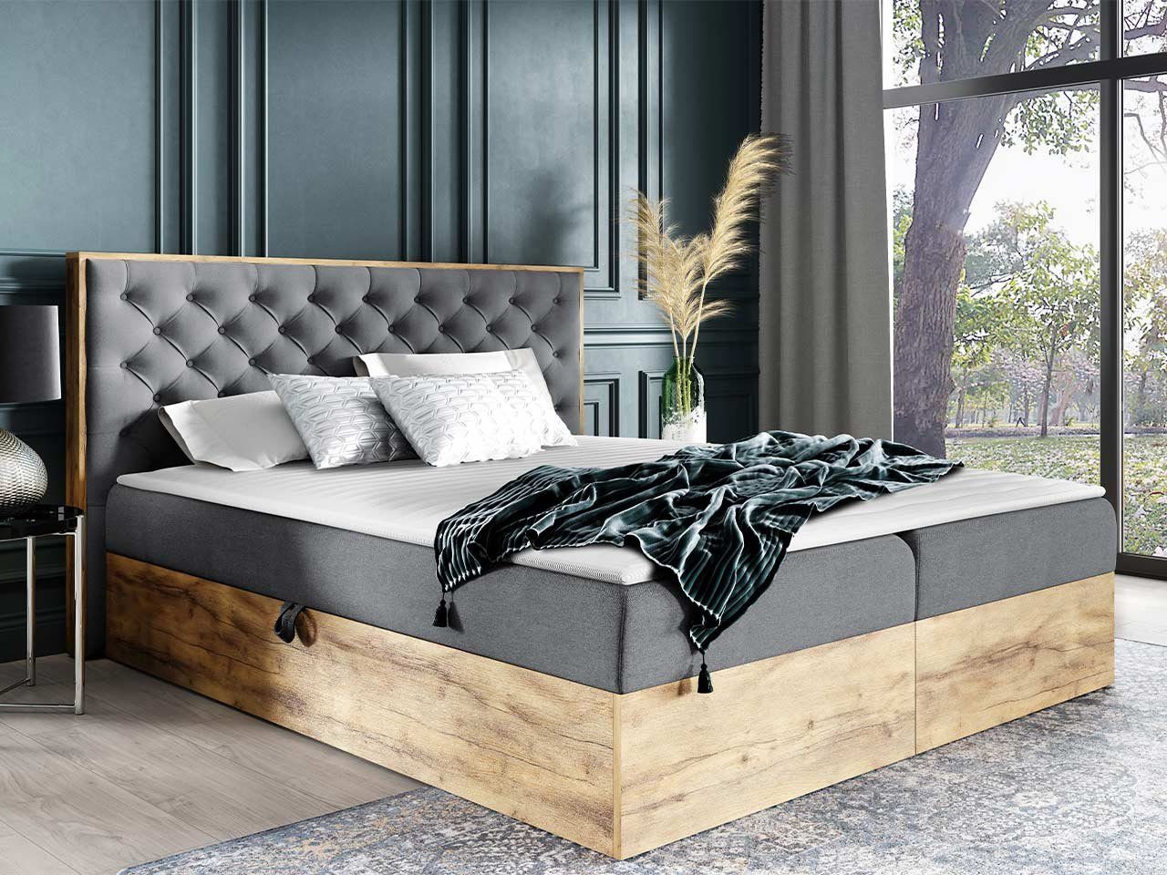 MIRJAN24 Boxspringbett Wood 3 (mit Hauptmatratze, günstig online kaufen