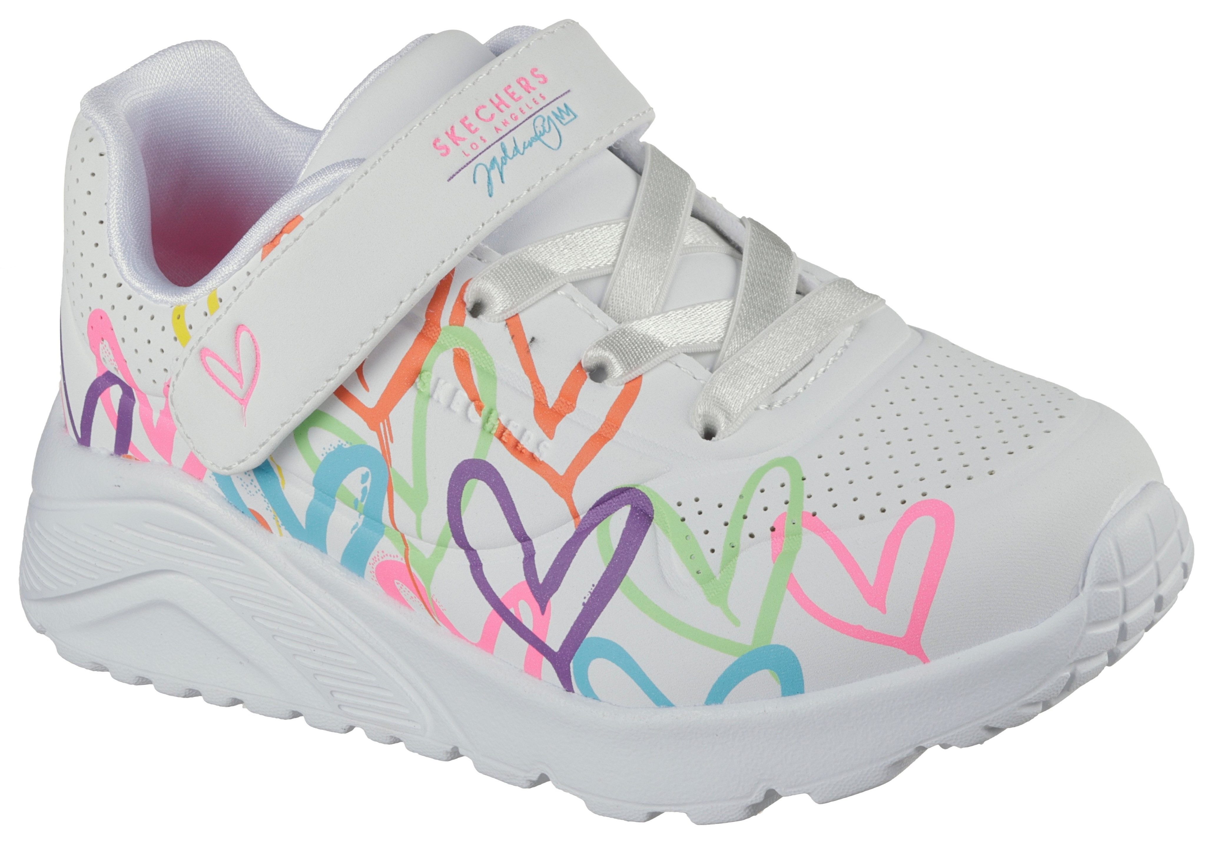 Skechers UNO LITE Sneaker Klettschuh mit bunten Herzen, Größenschablone zum Download