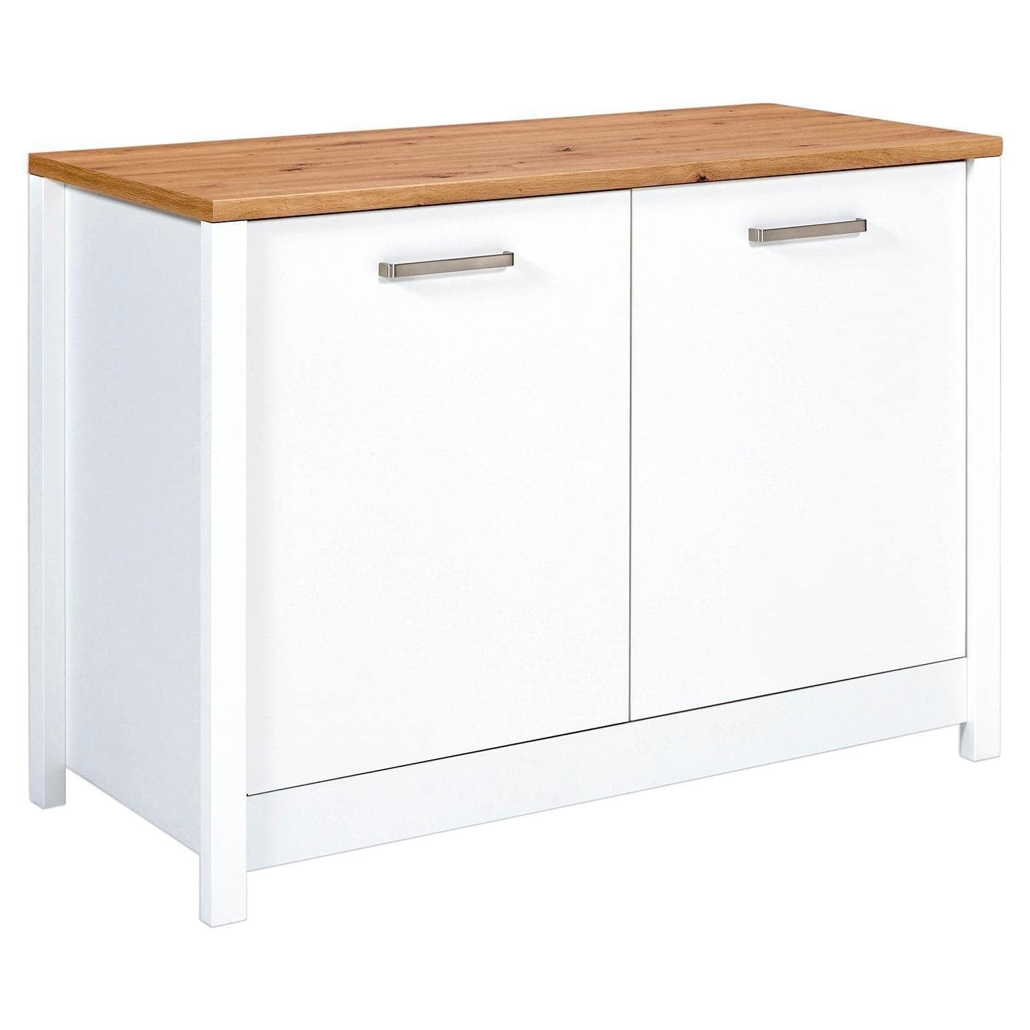 Inter Link Spülenunterschrank SICILIA, Artisan Eiche Dekor, Weiß, 2 Türen, 1 Einlegeboden, B 130 x H 92 x T 60 cm