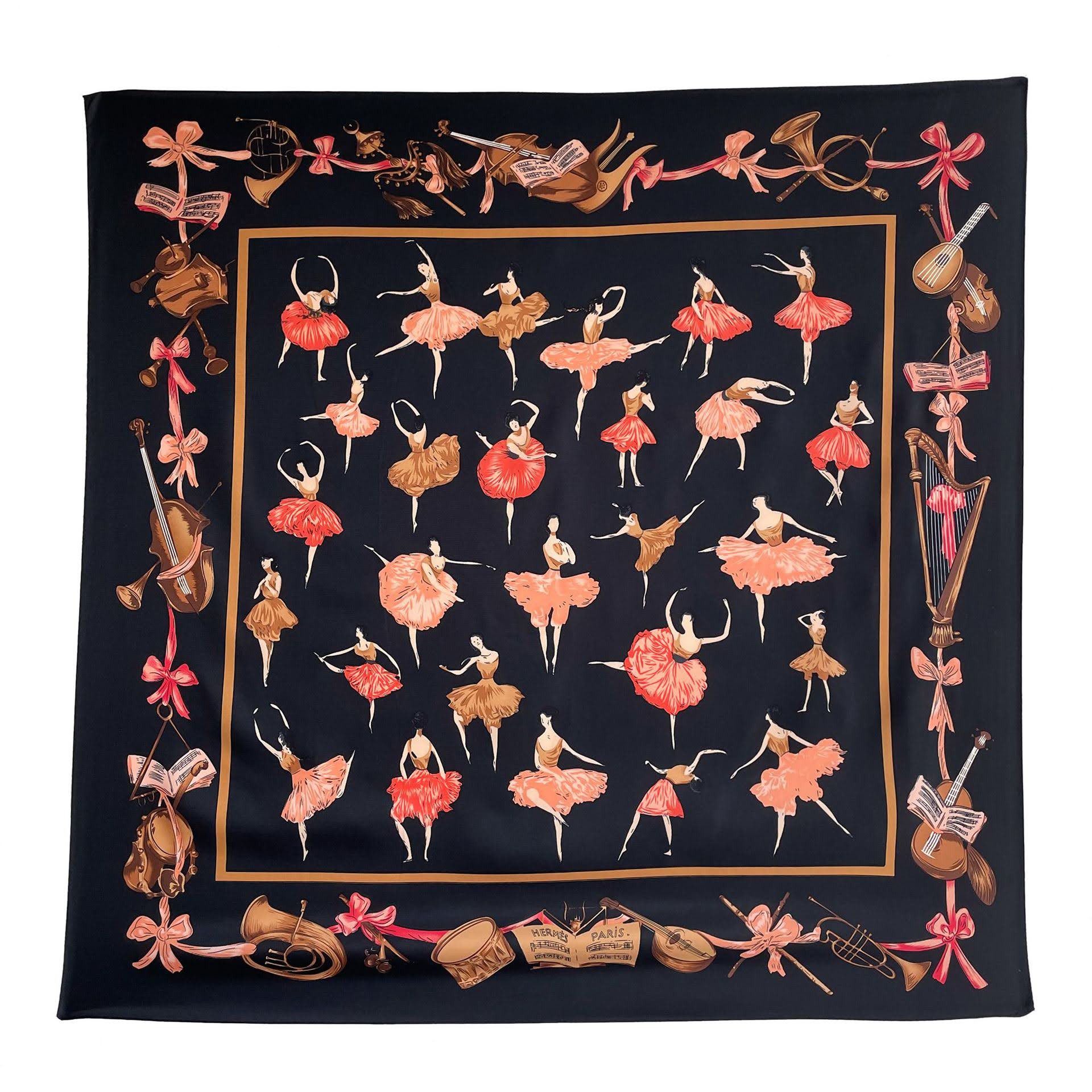 Dark-Desires Halstuch Halstuch Ballerina - Retro Tuch mit Ballett-Motiv - 90x90 cm