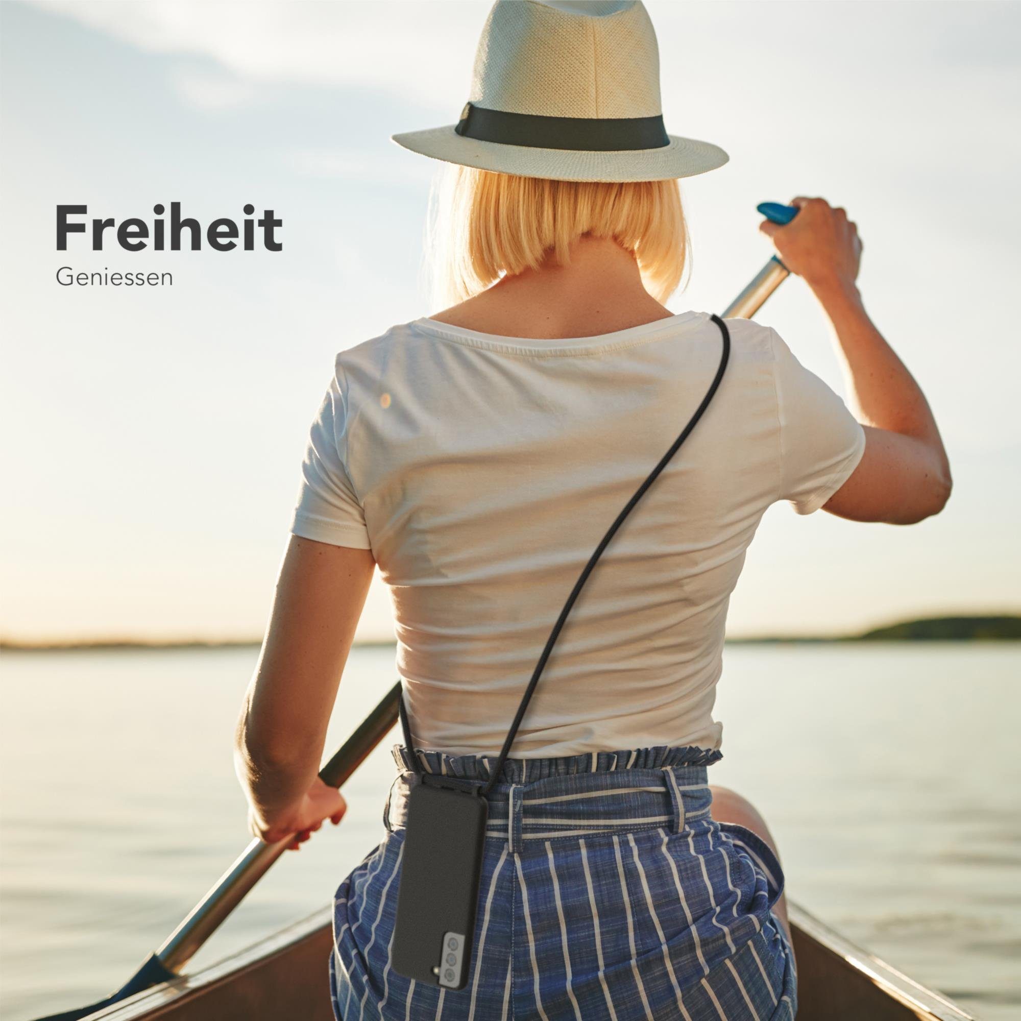 EAZY CASE Handykette Silikon Kette für Samsung Galaxy S21 Plus 6,7 Zoll, Kette zum Umhängen für Unterwegs Umhängeband Kordel Handyhülle Schwarz