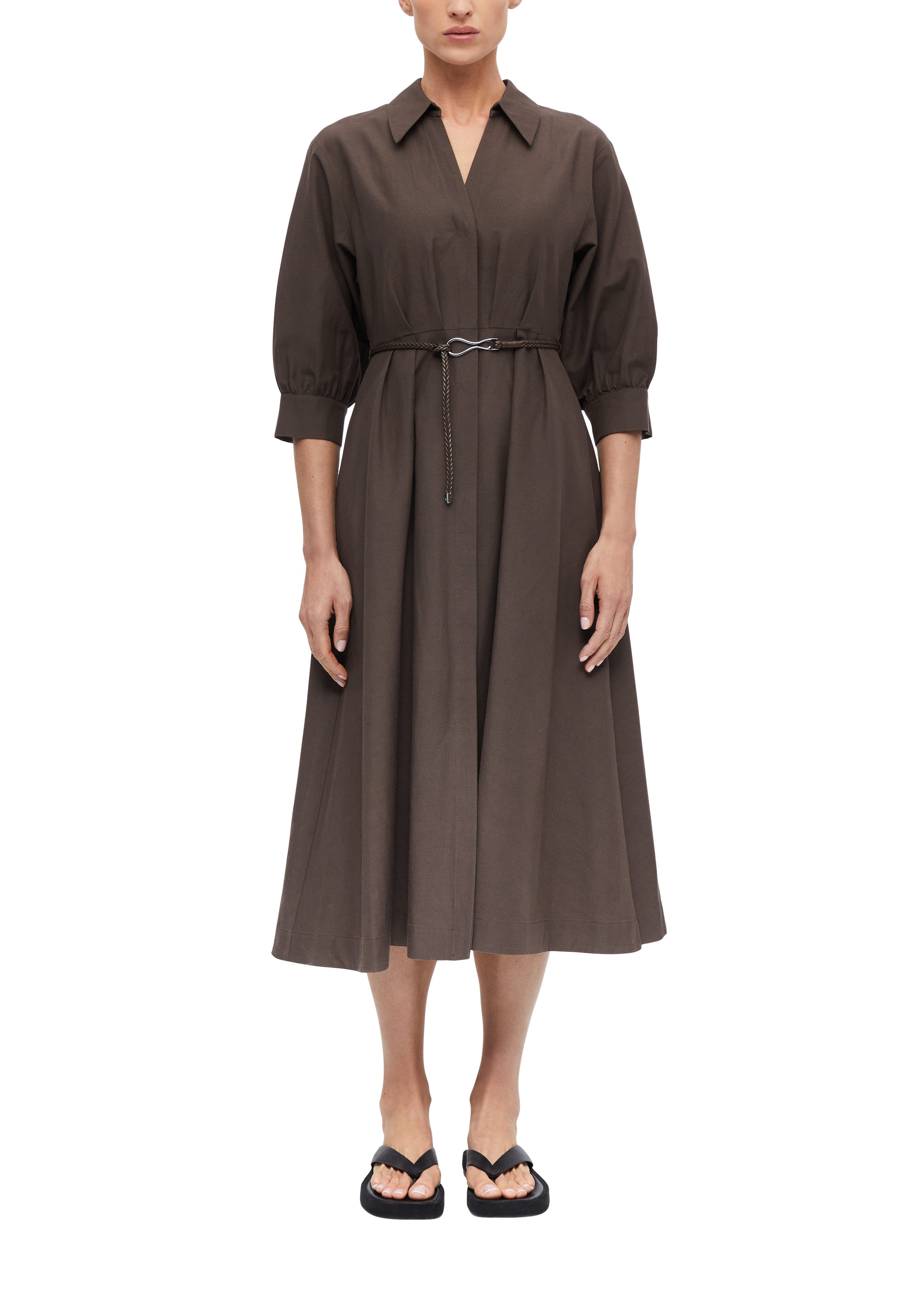 comma Blusenkleid Habalm Sommerkleid mit dekorativem Gürtel