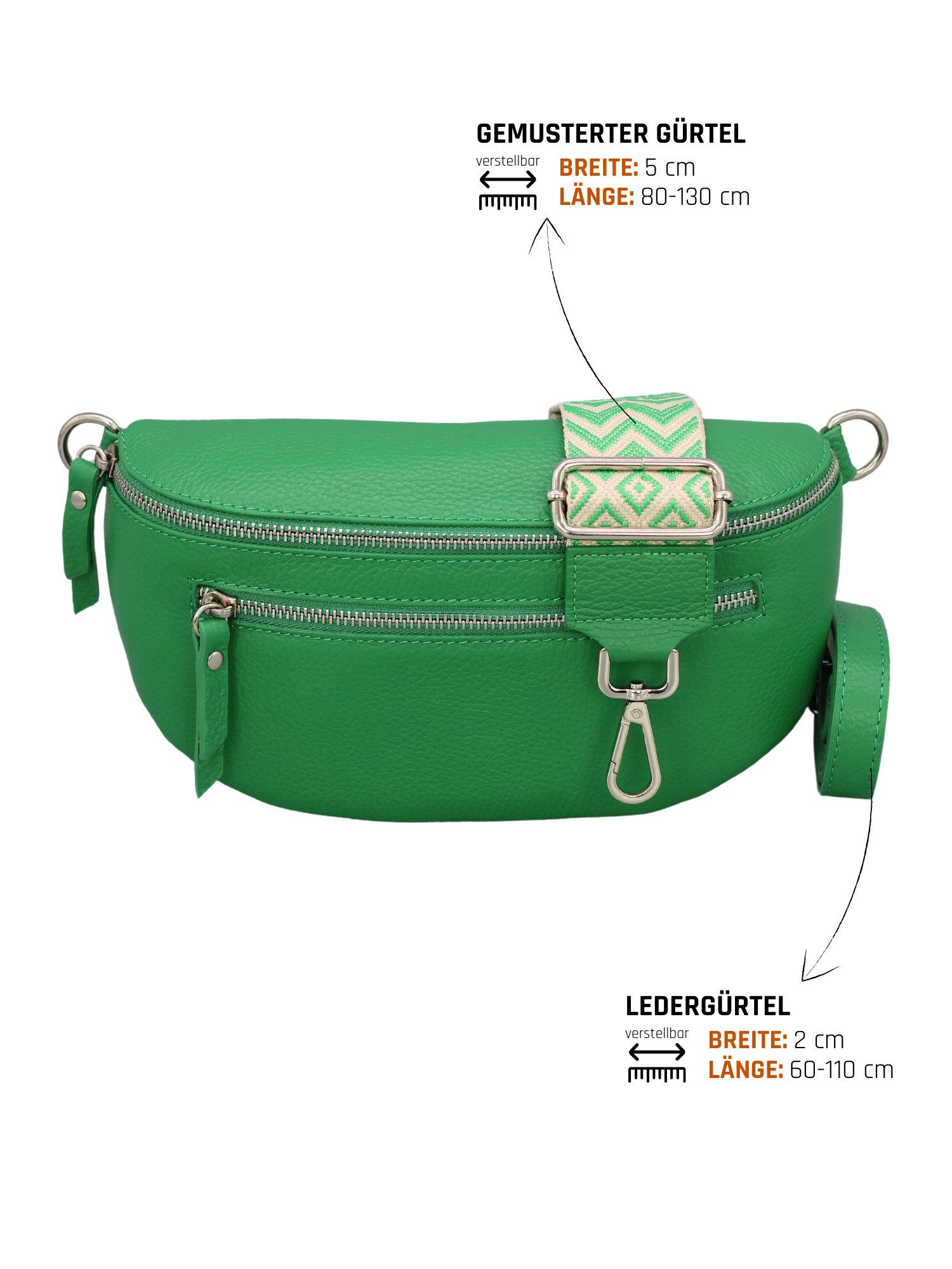 Adel Bags Schultertasche ALICE Umhängetasche für Damen, Schultertasche aus Echtleder, mit 2 Riemen