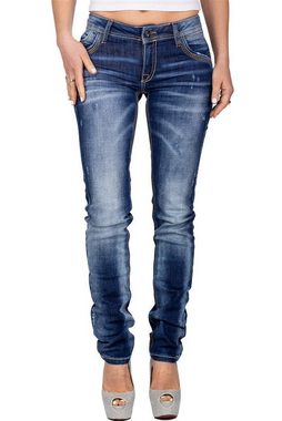 Cipo & Baxx Slim-fit-Jeans Damen Hose BA-WD433 Casual Look mit Kontrastnähten
