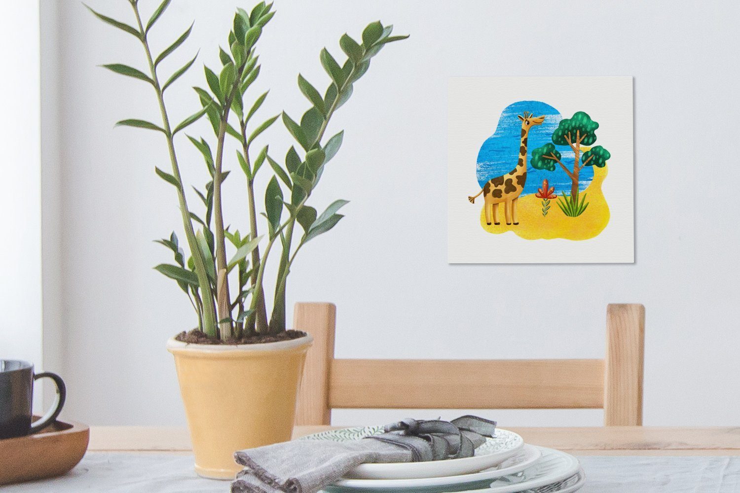 OneMillionCanvasses® Leinwandbild Giraffe (1 - für Leinwand Schlafzimmer Bilder - Wohnzimmer - Meer, Strand St), Baum