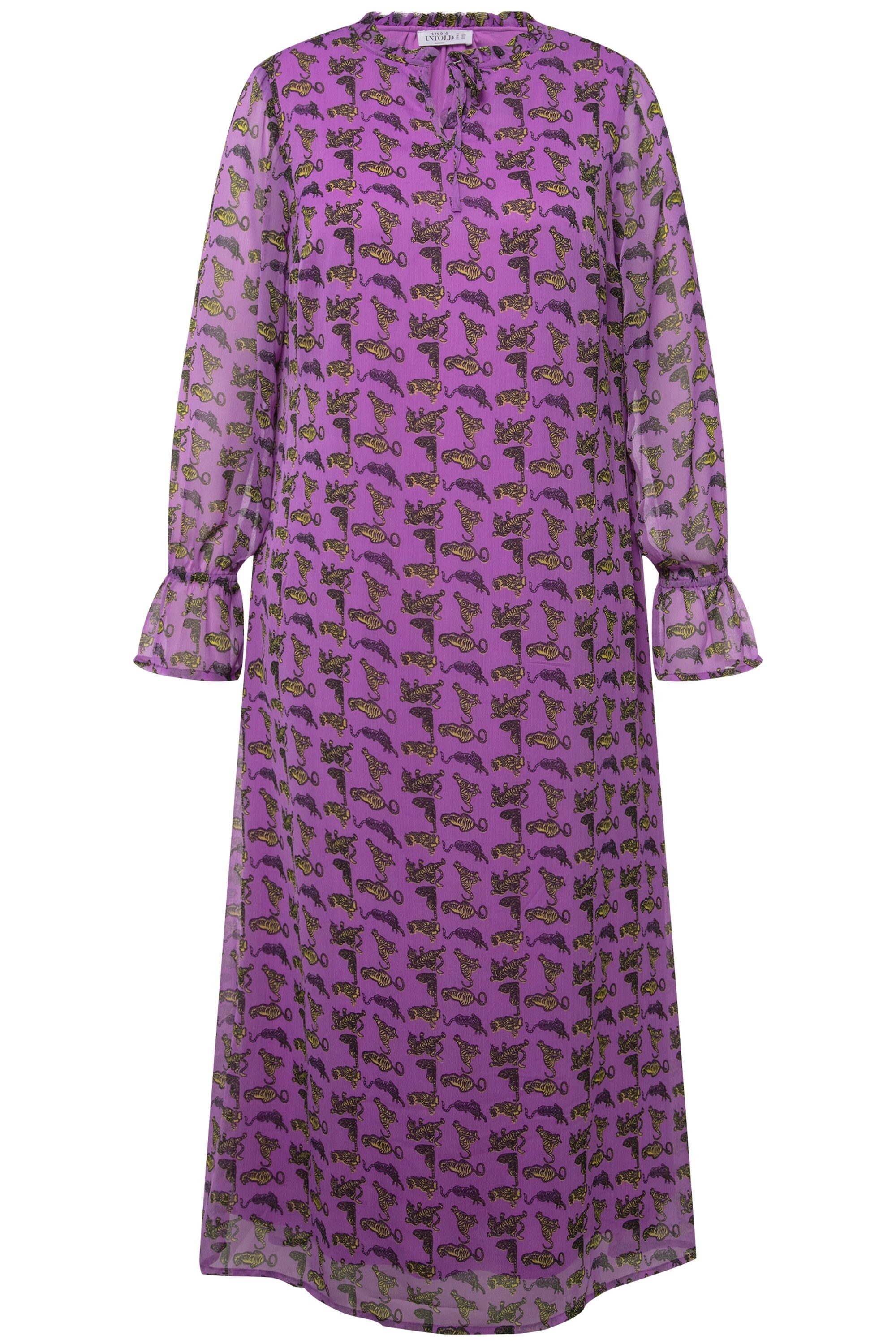 Studio Untold Maxikleid Maxikleid A-Line Chiffon Tiger-Print Volants