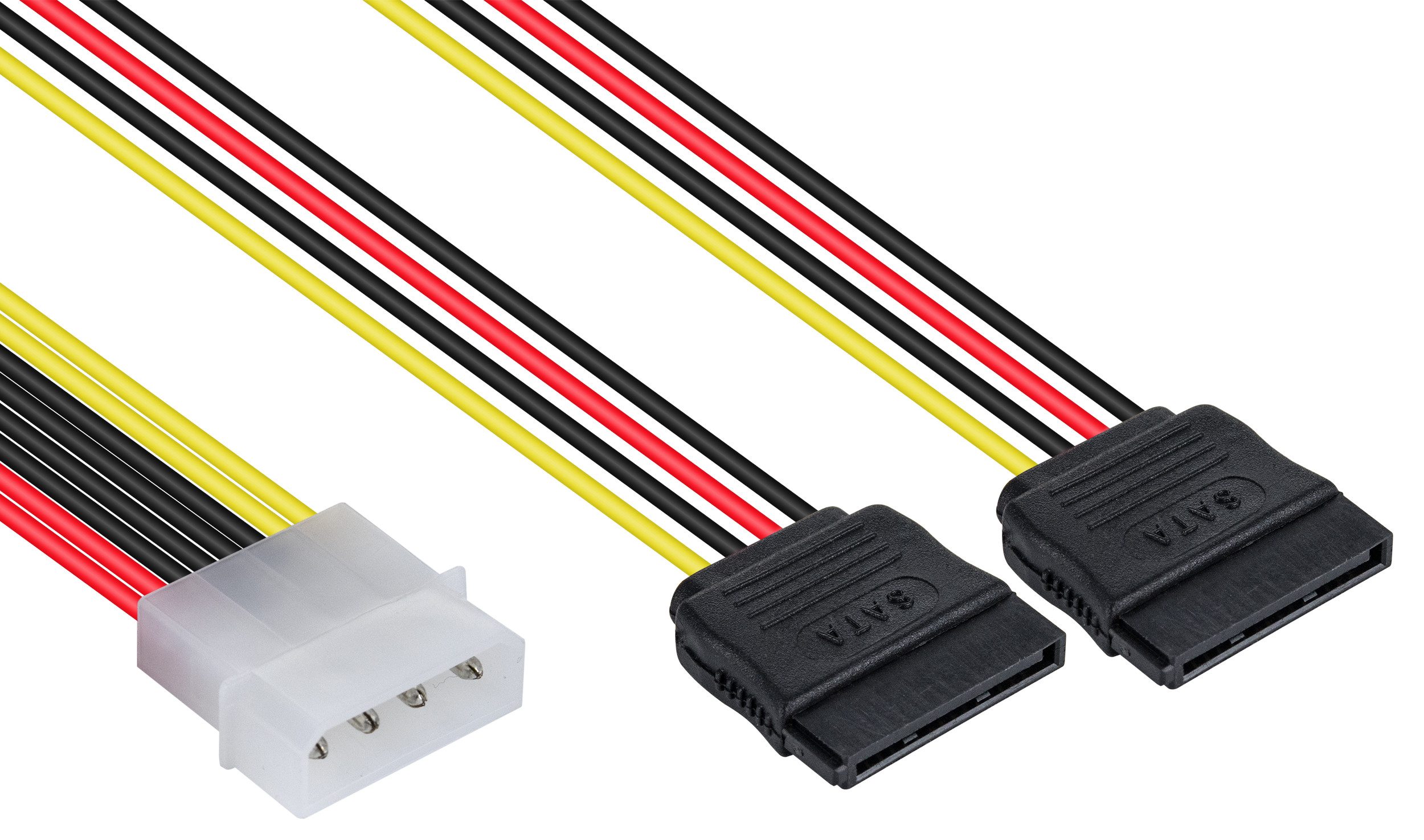Poppstar Stromkabel, (10 cm), 10cm Sata 3 Y-Stromkabel (4-Pin Molex Stecker auf 15-pin Sata Buchse)