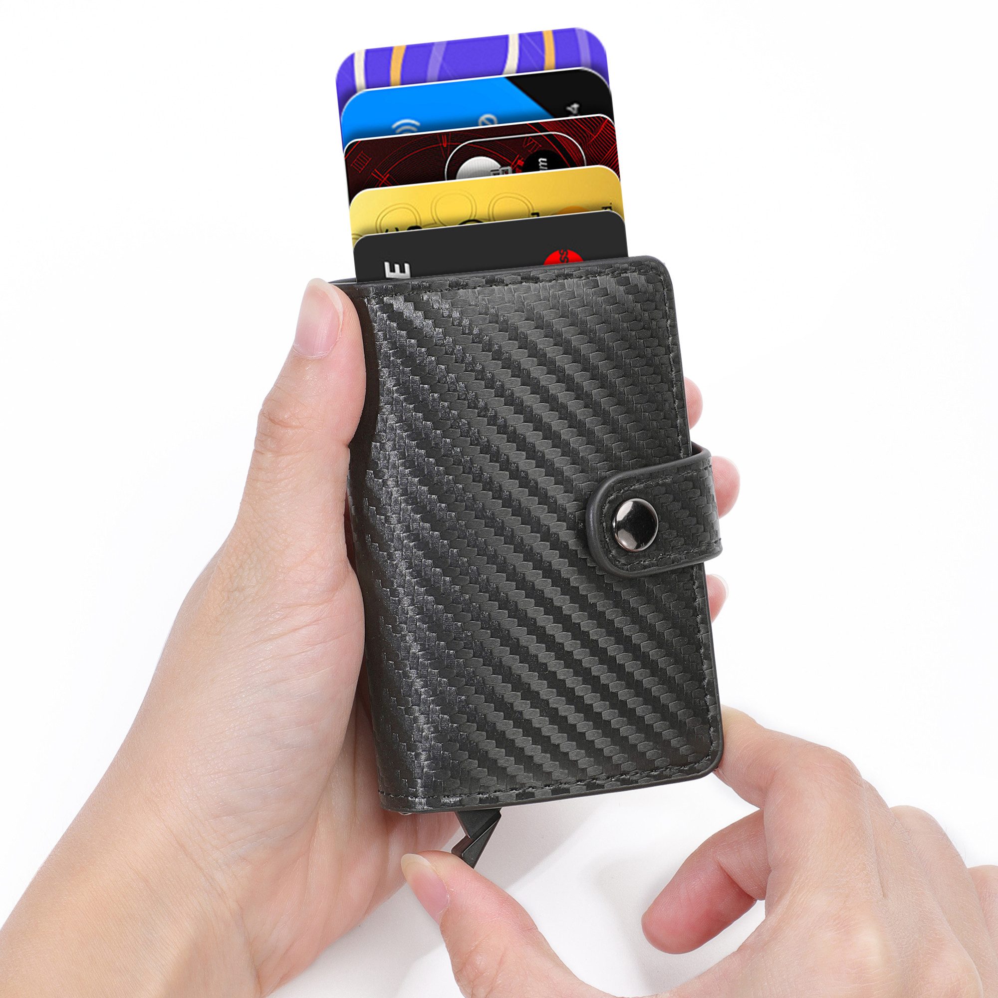 BRAIDOL Geldbörse Herren Geldbörse Cardholder,mit RFID Schutz,Mini Geldbörse Kartenetui (Mini Geldbörse Herren & Damen, Kreditkartenetui mit Münzfach & RFID-Schutz Smart Wallet), Geldbeutel Automatisch Pop Up für 6 Karten,Mini Geldbörse