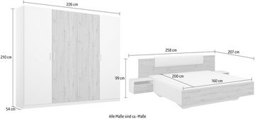 rauch Schlafzimmer-Set Miro, Drehtürenschrank in 2 Breiten, Bett in 2 Größen und 2 Hängenachttische