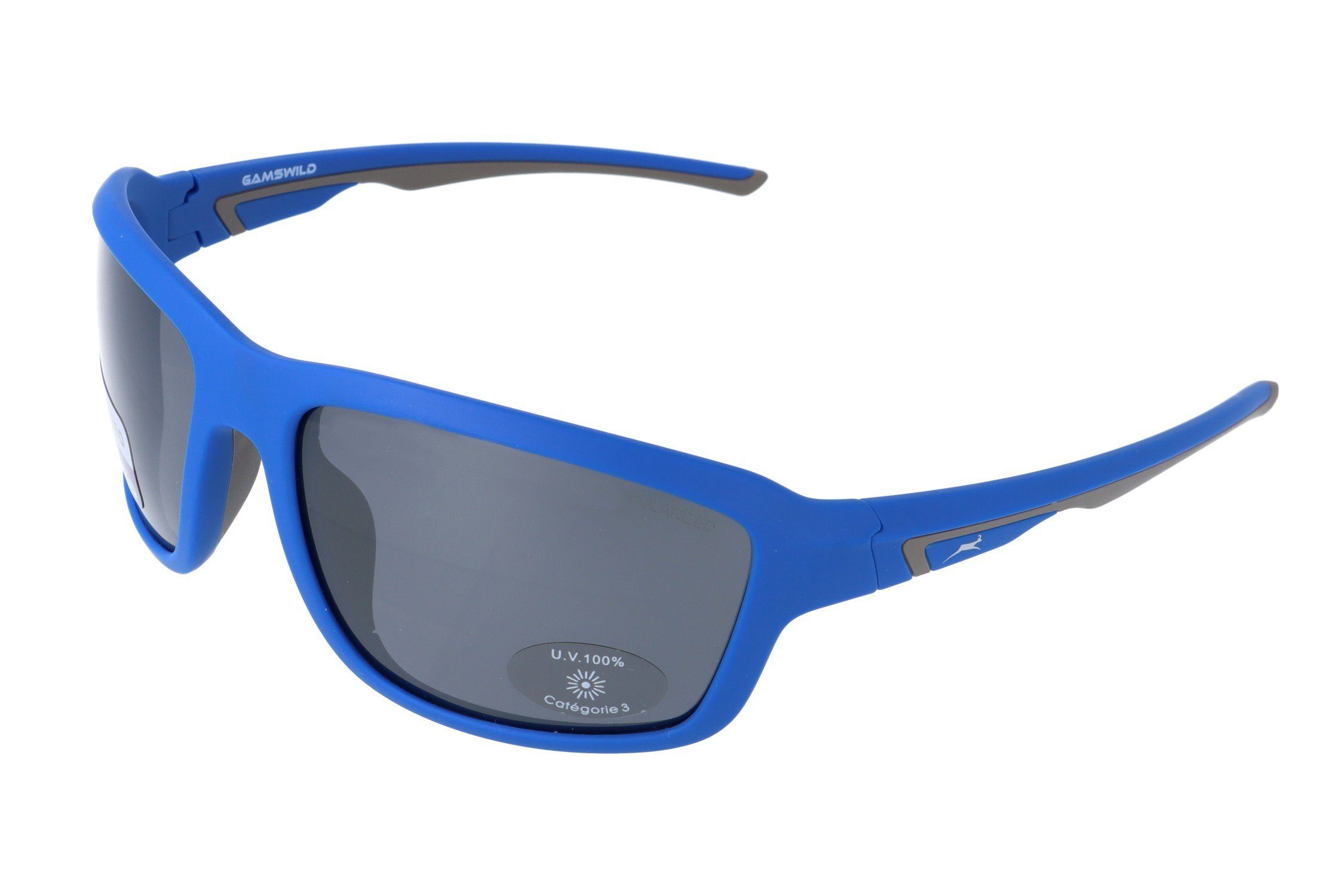 Gamswild Sportbrille WS7536 Sonnenbrille Skibrille Fahrradbrille Damen Herren Unisex, polarisiert & TR90 blau-grau