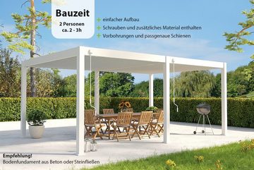 Weide Pergola Deluxe Plus Voll-Alu Pavillon 4 x 6 M weiß Pergola