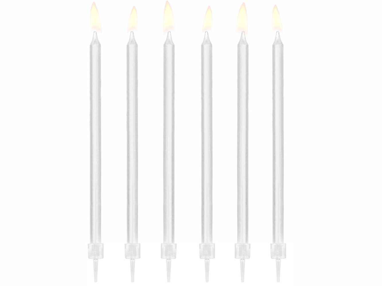 partydeco Geburtstagskerze, Geburtstagskerzen weiß 14cm, 12 Stück