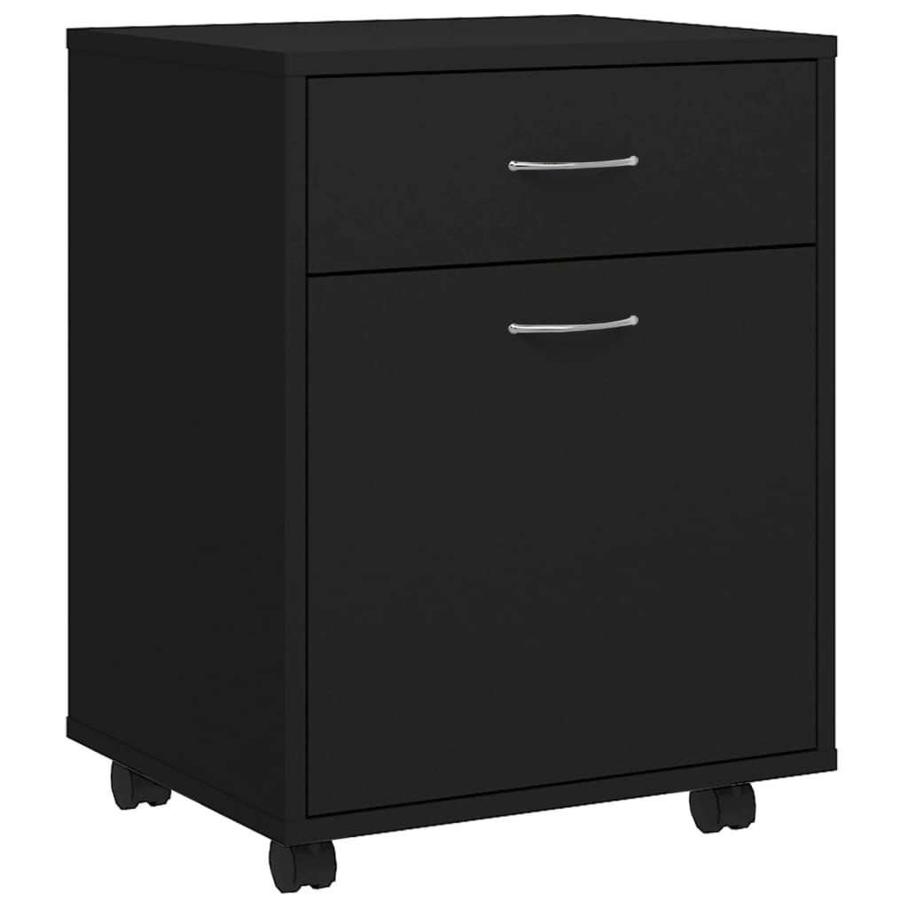 vidaXL Rollcontainer, Rollschrank Schwarz 45x38x54 cm Holzwerkstoff