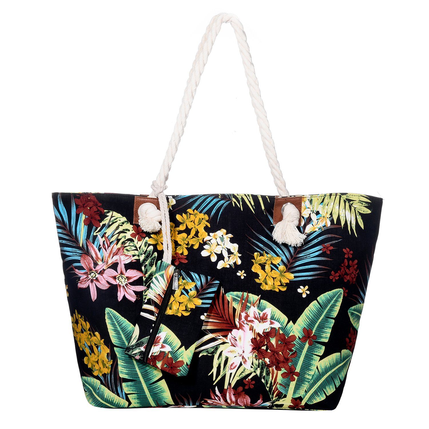 DonDon Strandtasche Shopper wasserabweisende Tasche (2-tlg), Große Strandtasche, mit Reißverschluss, inkl. kleinem Beutel Cook Island