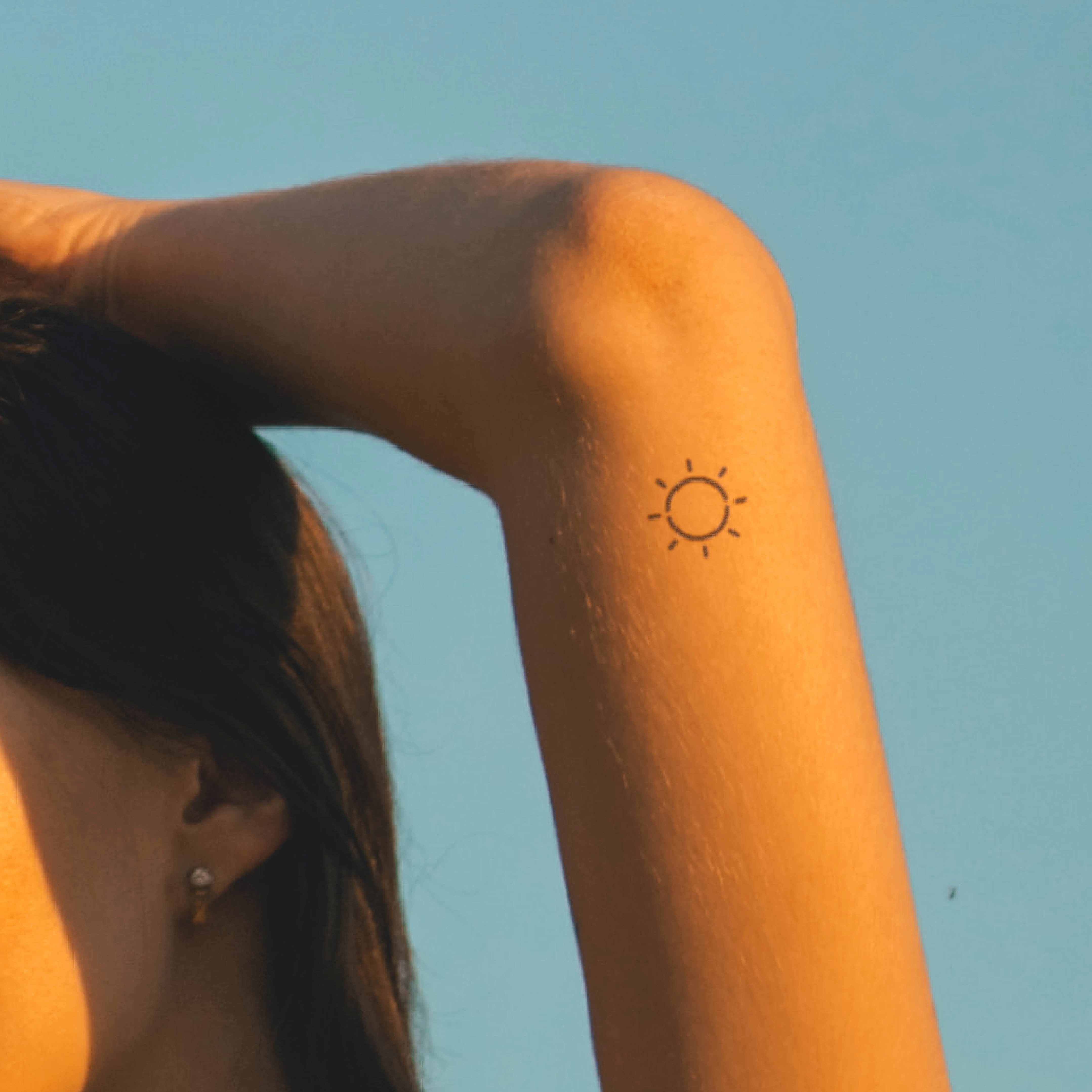 Inkster Schmuck-Tattoo Runde Sonne Tattoo, wasserfestes temporäres Tattoo, 2 Wochen Halt