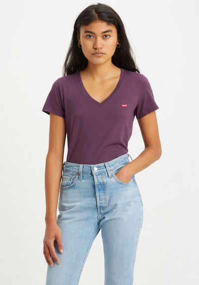 Levi's® V-Shirt PERFECT VNECK mit Mini-Batwing-Logostickerei