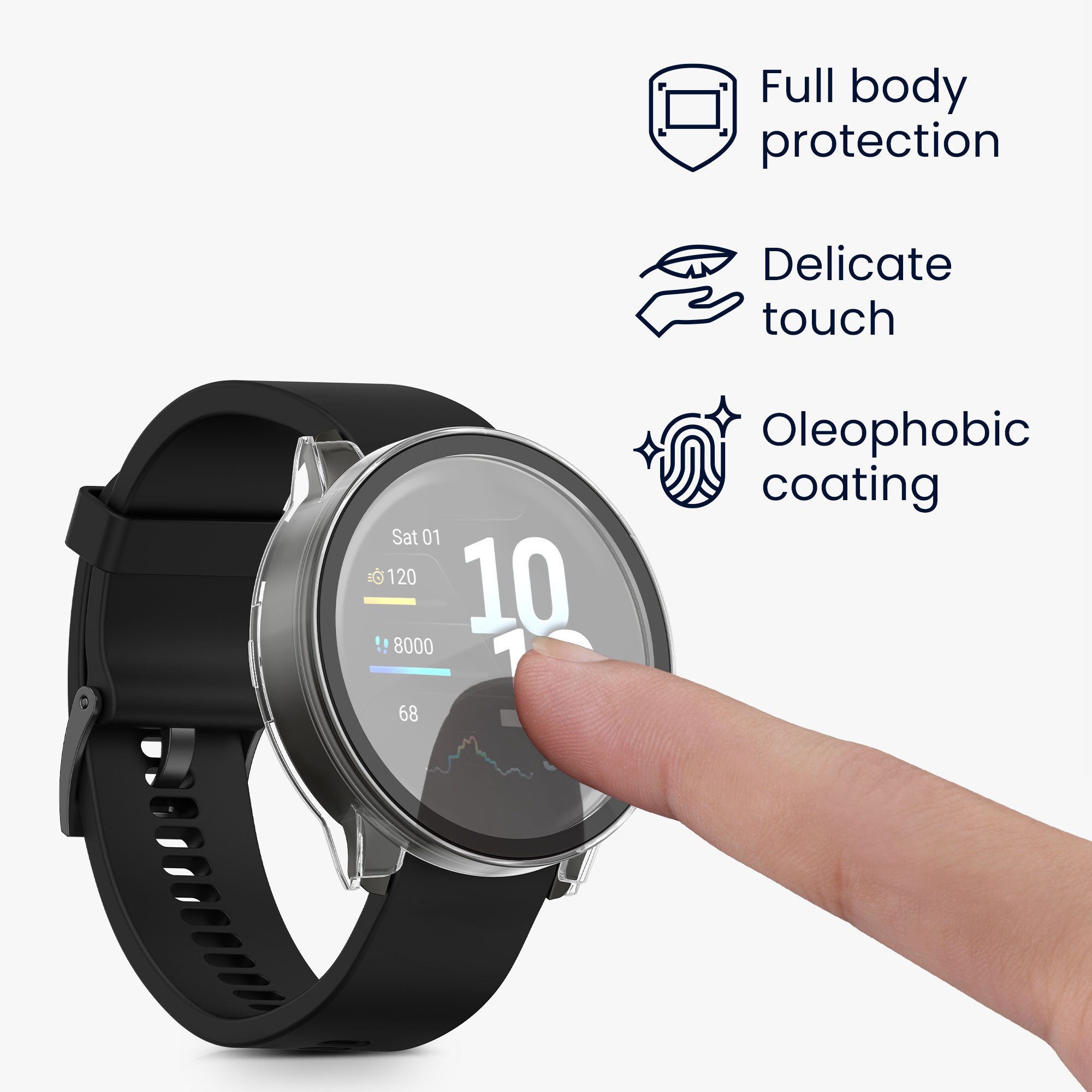 kwmobile 2x Glas Hülle für Garmin Venu 4 45mm Smartwatch, 2-tlg., Schutzhülle Fullbody Fitnesstracker Case Set aus Glas