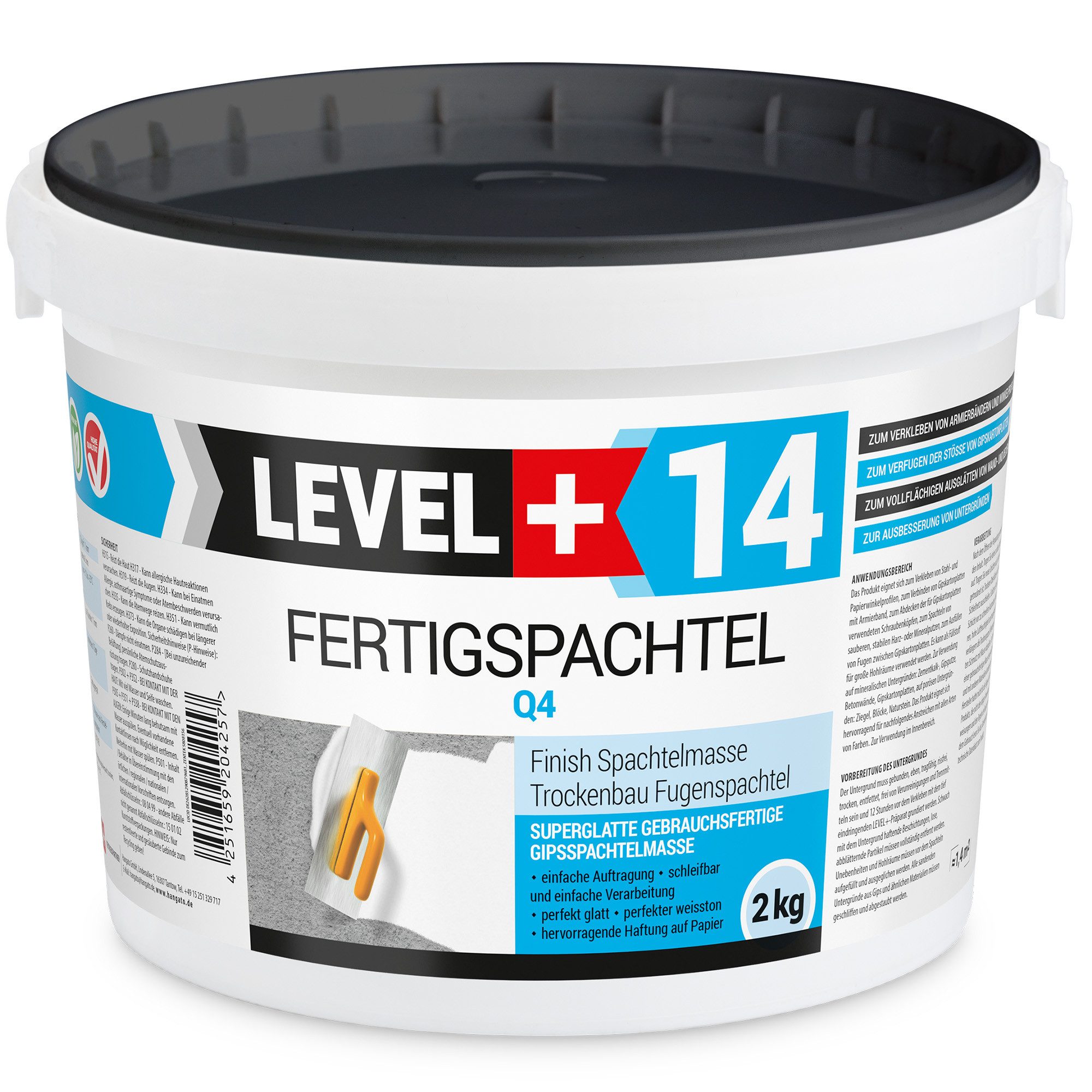 Level+ Применитьspachtel LEVEL+ Применитьspachtel Шпательmasse Glättmasse Super-Finish L+14 - 2KG