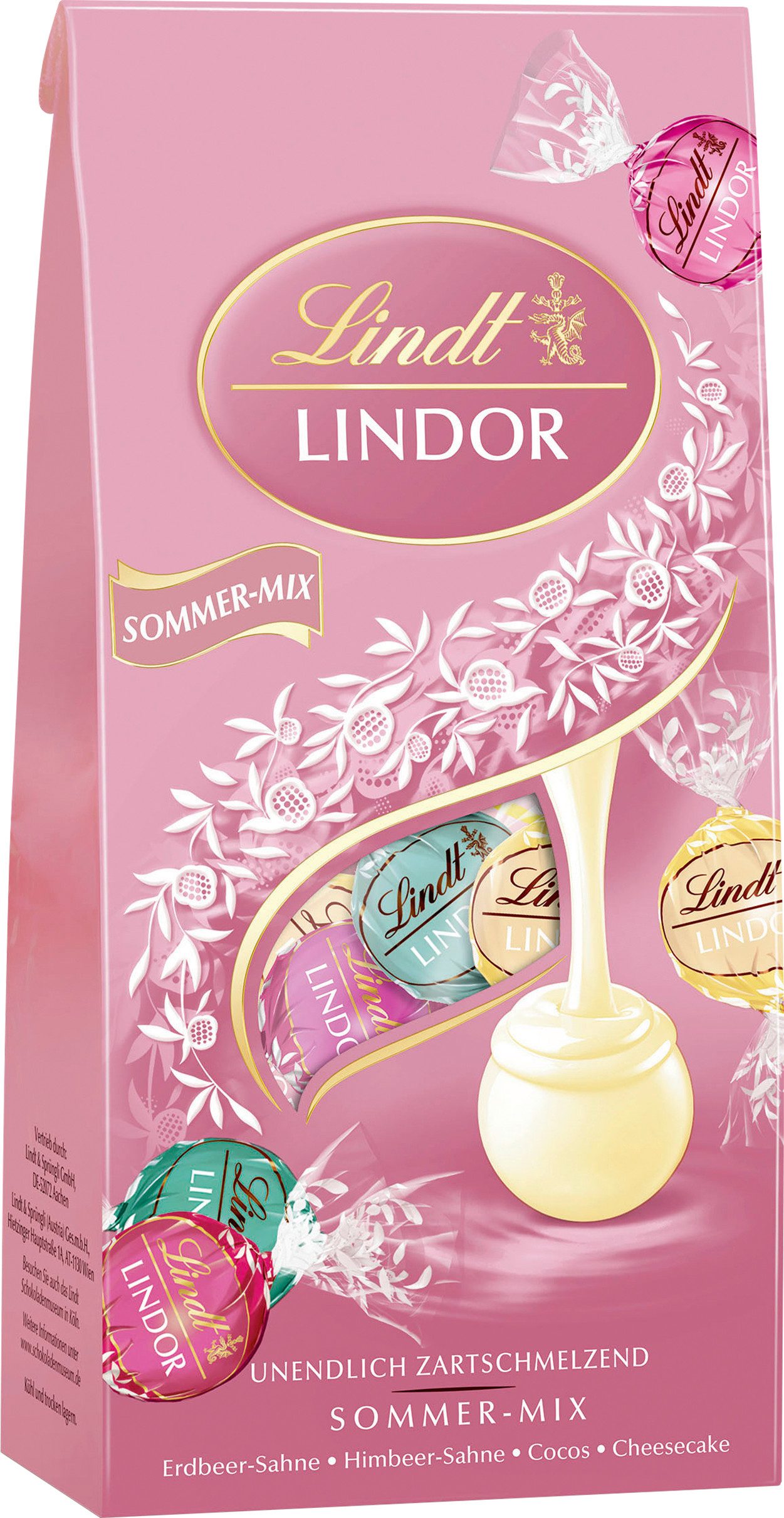Lindt LINDOR Schokolade 137g Sommer Mix Beutel Kugeln Schokolade Pralinen Geschenk Mischung, 1 x 137 g, 1 St.