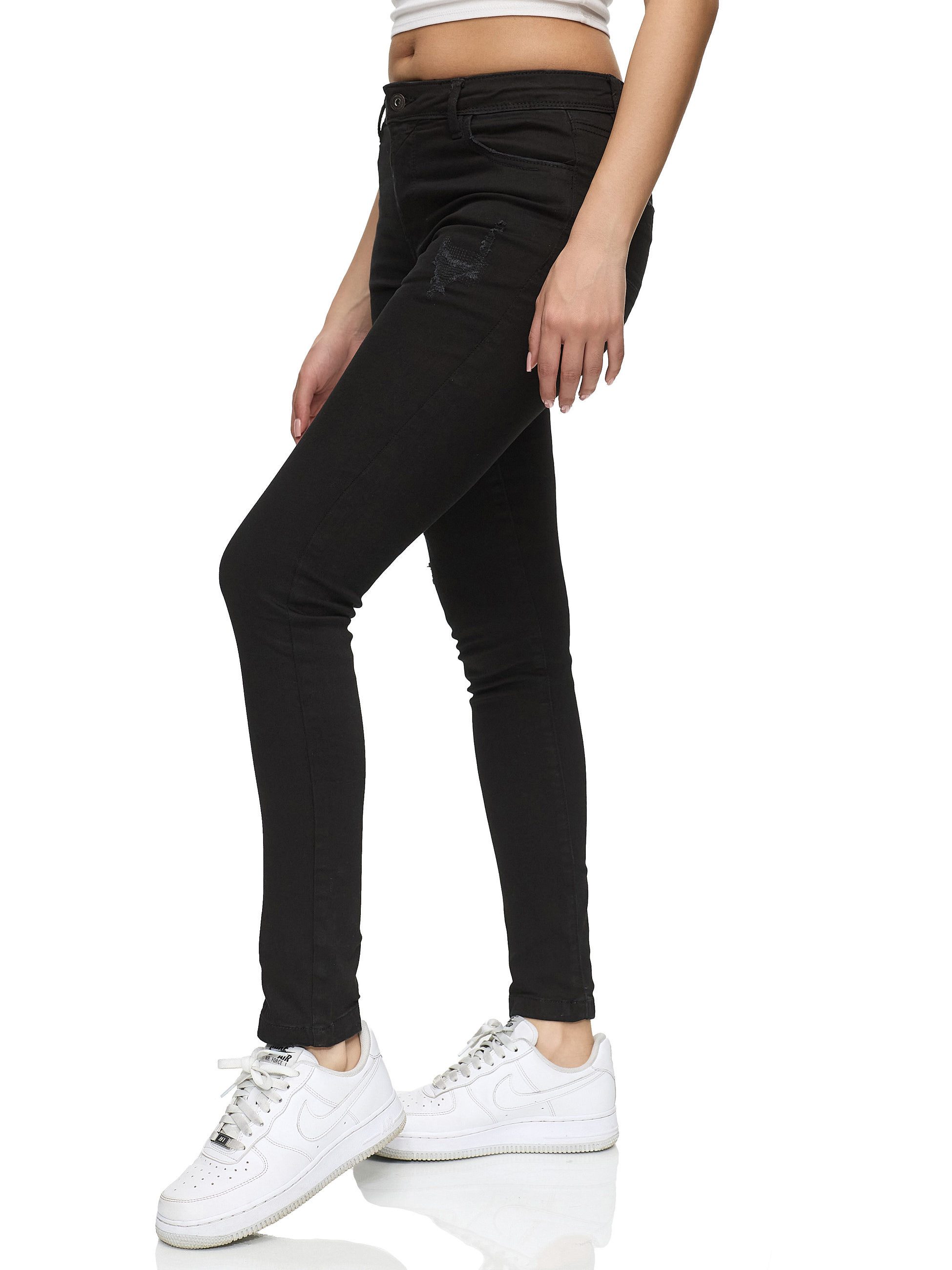 REPUBLIX Stretch-Jeans STELLA Damen Destroyed Mid Waist Stretch Denim Jeans