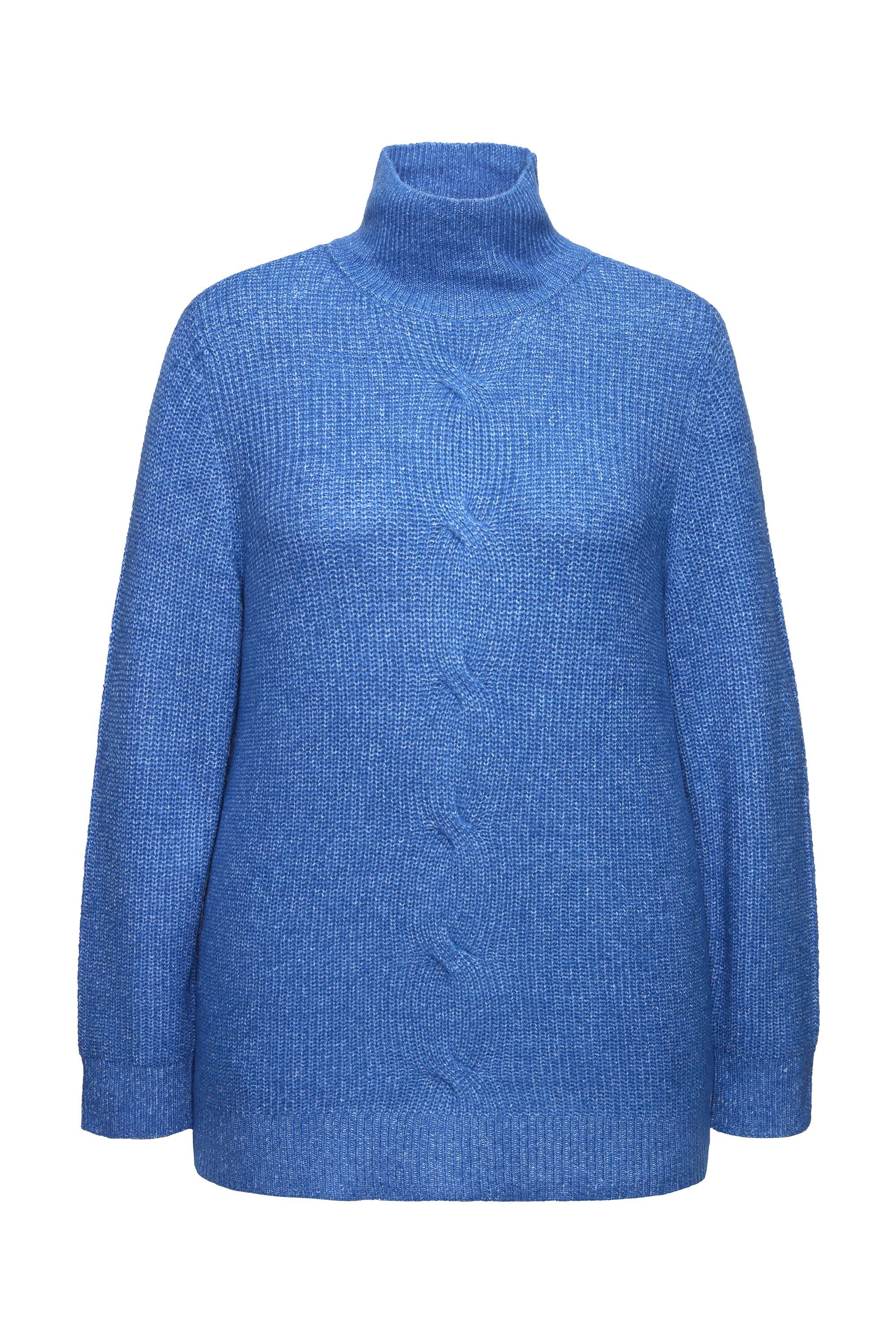 Ulla Popken Strickpullover Pullover Zopfmuster Stehkragen günstig online kaufen