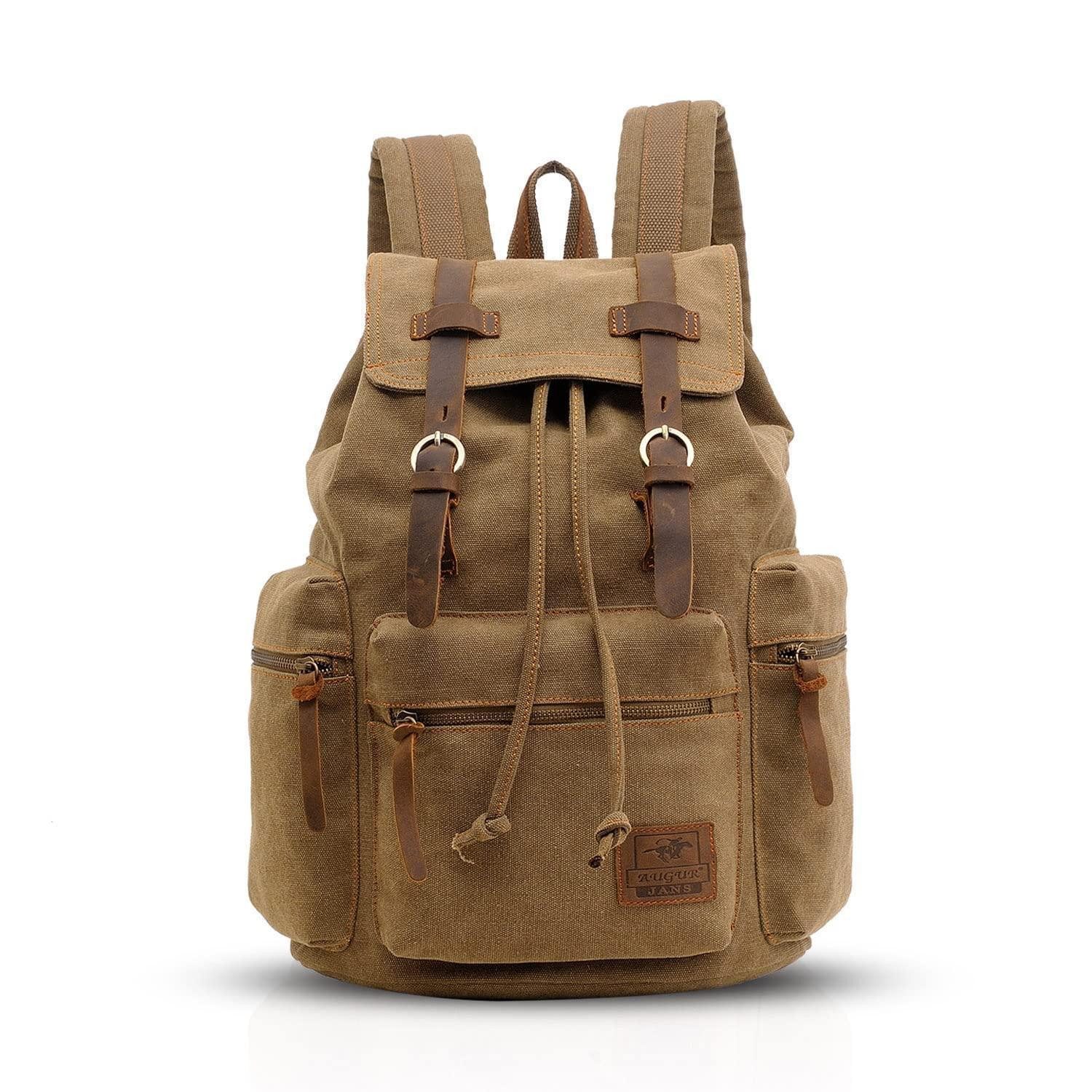 LuxusKollektion Schulrucksack Vintage Rucksack Daypack für 14" Laptop, Braun