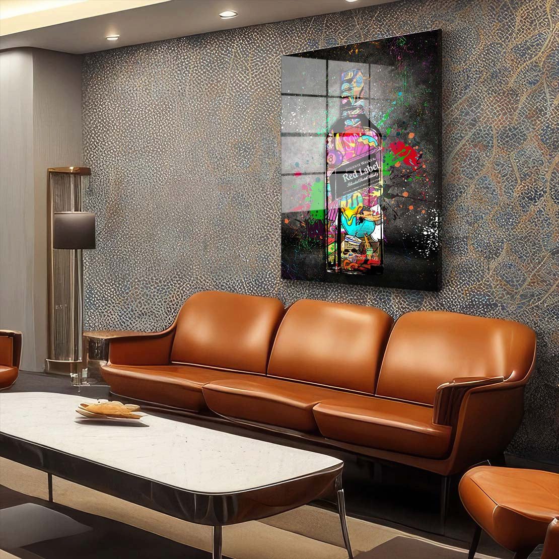 Artedinoi Acrylglasbild Whisky Street Art Style Acrylglas Wandbild Bild Wanddeko Wohnzimmer XL