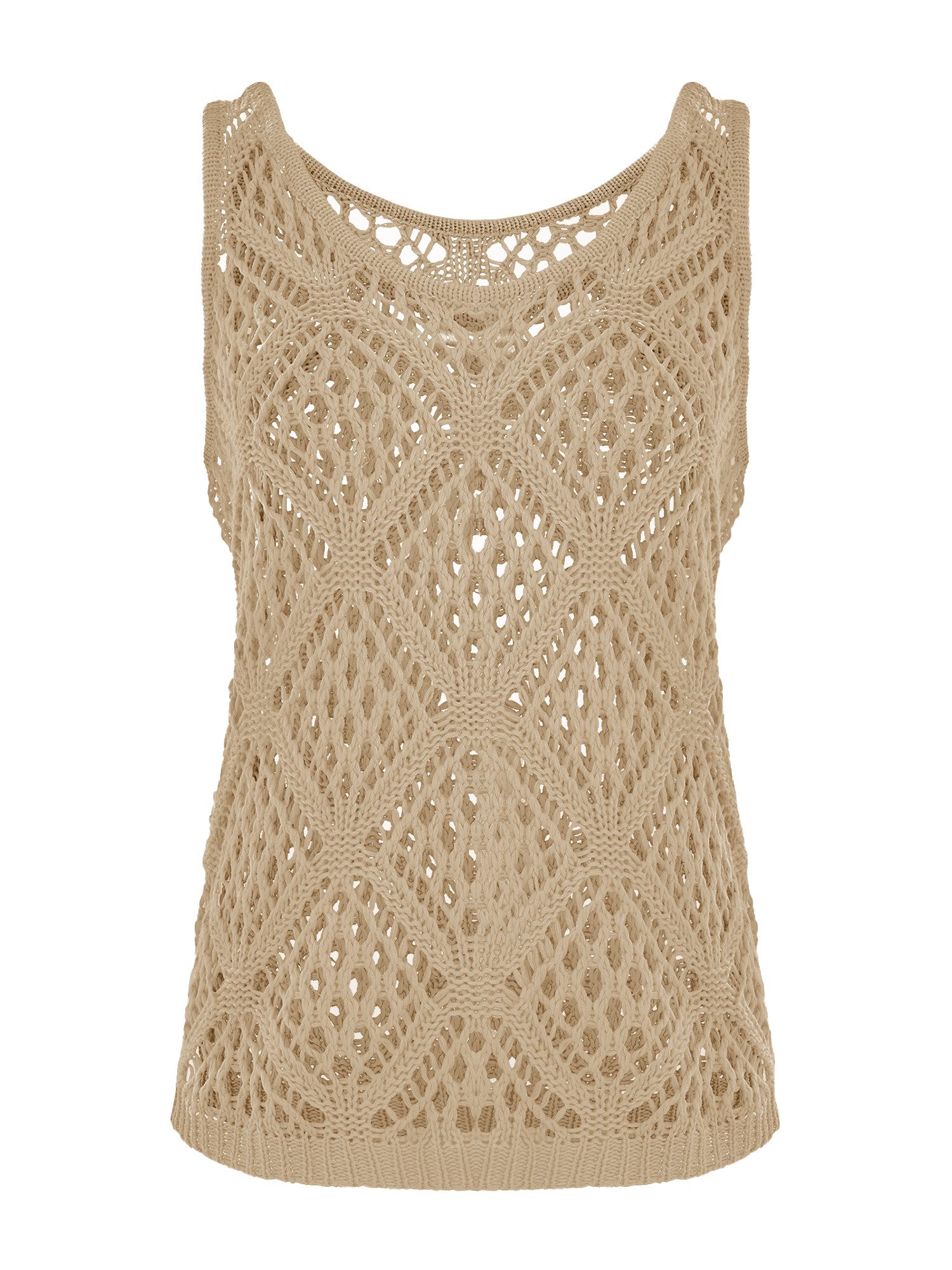 Imily Bela Stricktop Damen gehäkelt Tanktop Rundhals Beach Cover-Up Casual Oberteil (Packung, 1-tlg., 1per-Pack) Lochstrick mit Zopfmuster in Unifarbe – Bild 5 von 5