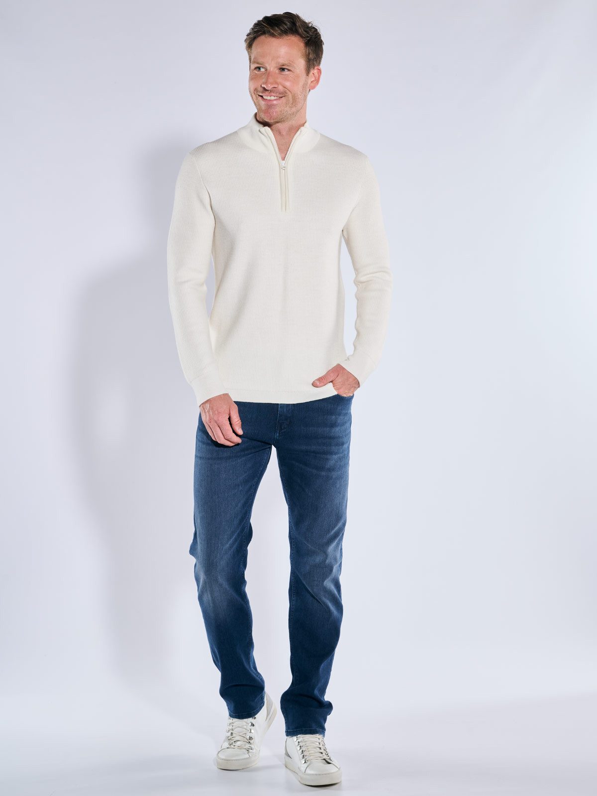 ENGBERS GERMANY Rollkragenpullover Herren Pullover mit Troyerkragen, Creme