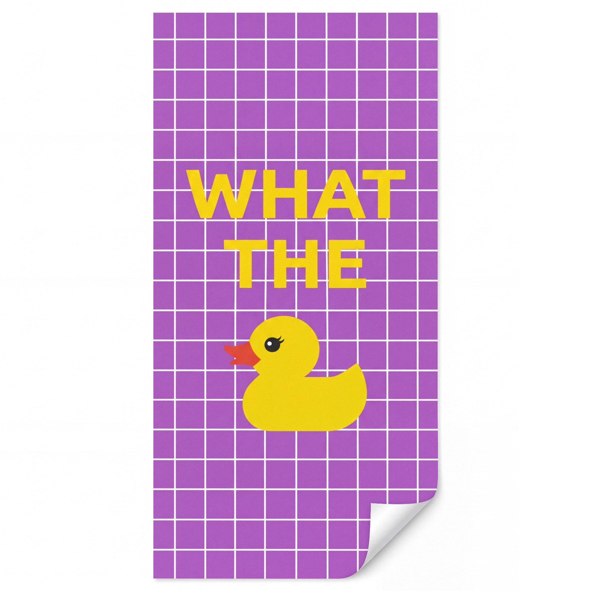 OnlyWow Fototapete Text - Ente - Lila, Matt, bedruckt, Wandtapete, Schlafzimmer, Wanddekoration 100x220cm