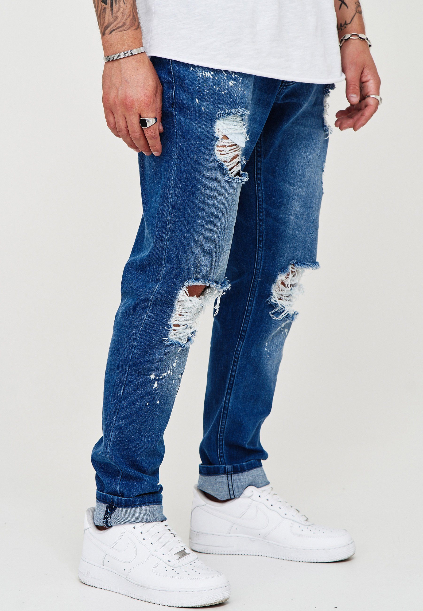Herren Jeans behype Slim-fit-Jeans SLY mit Destroyed-Elementen