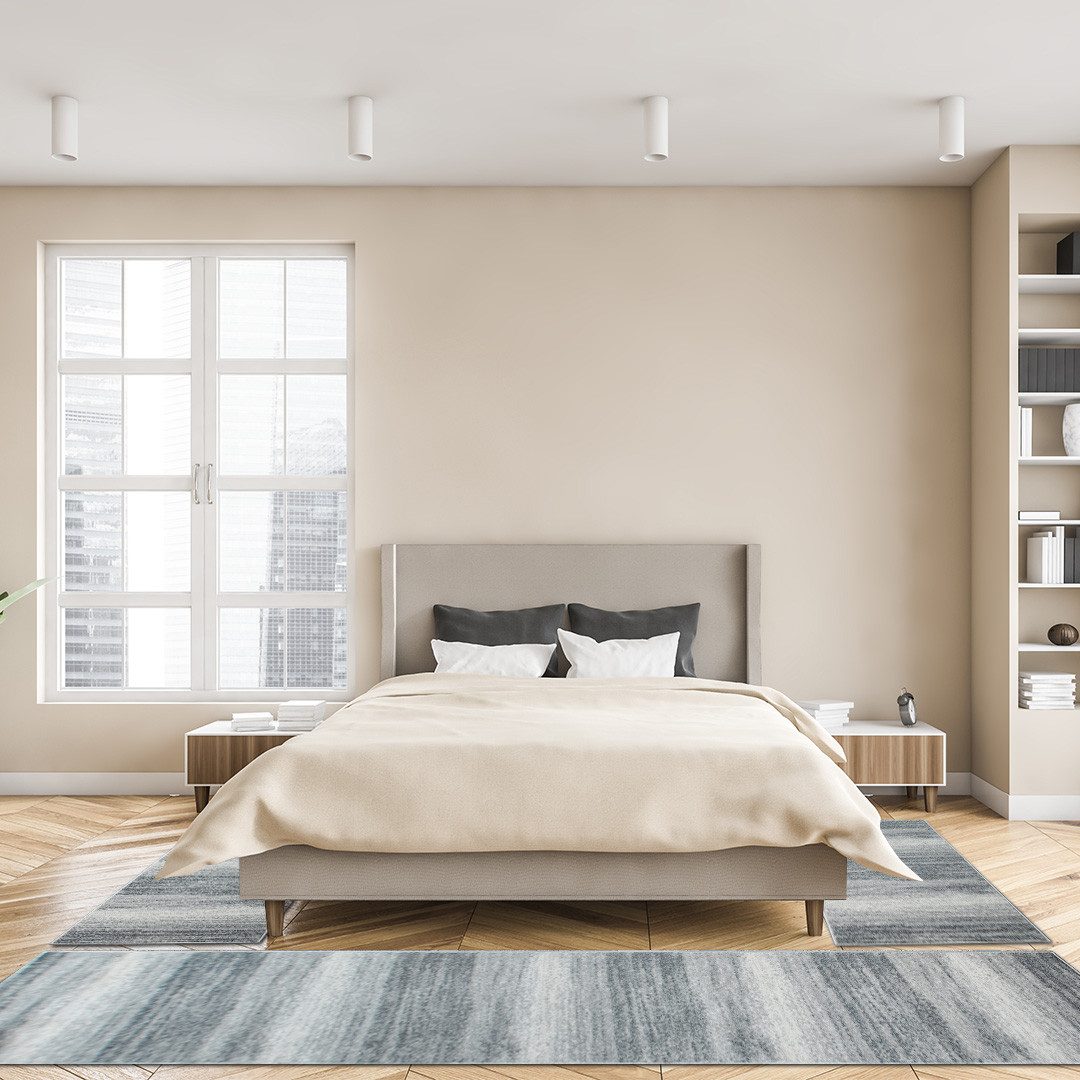 oKu-Tex Bettumrandung Bettumrandung Set 3-teilig, meliert grau, weicher Flor, pflegeleicht, (3er Set, Besteht aus einem langen und zwei kürzeren Teppichläufern), Teppich Schlafzimmer, Läufer, Läuferset, weicher Kurzflor