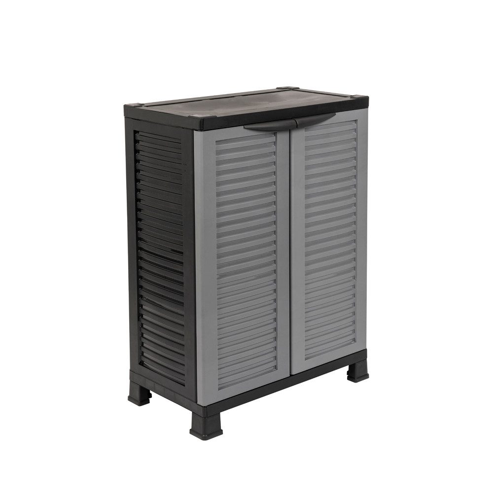 Kreher Mehrzweckschrank 'STAR' aus Kunststoff mit einem Einlegeboden in Schwarz/Grau