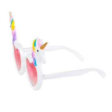 Boland Kostüm Einhorn Funbrille, Bunte Partybrille in Herzform mit Einhörnern