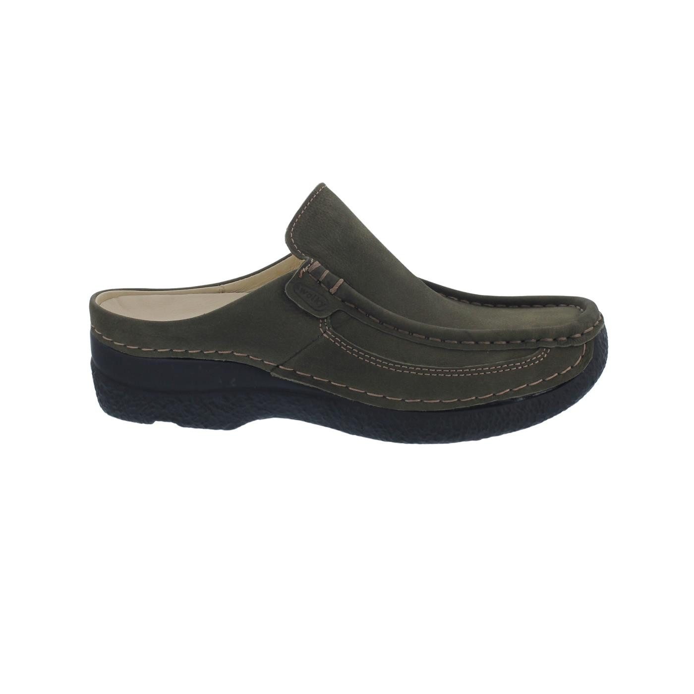 Wolky Roll Slide Clog, Antique nubuck, Pesto Green, Wechselfußbett, 06 Clog