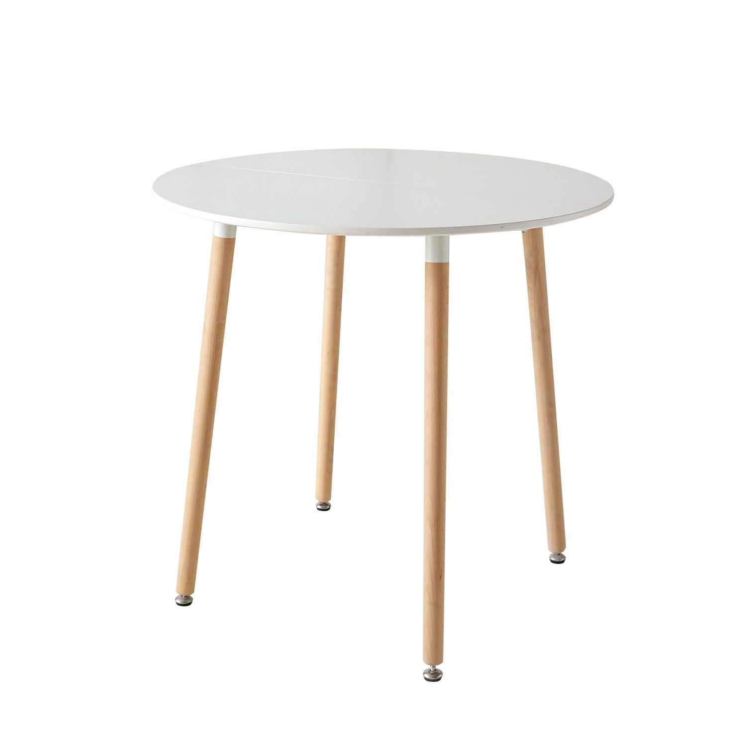 GrandCA HOME Esstisch Moderner minimalistischer Runder Esstisch, Beine aus Massivholz (1-St), geeignet als Ess- oder Couchtisch, 80 x 75 cm, Weiß
