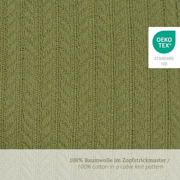 Puckdaddy GmbH Wickelauflage Leah 77x75cm mit Zopfstrick-Muster in Olive (1x Wickelauflage)