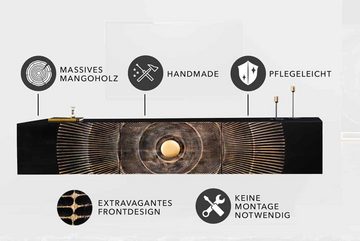 riess-ambiente Lowboard GOLDEN SUNSET 160cm schwarz / gold (Einzelartikel, 1 St), Massivholz · 3D Front · hängend · handmade · TV-Schrank · Design