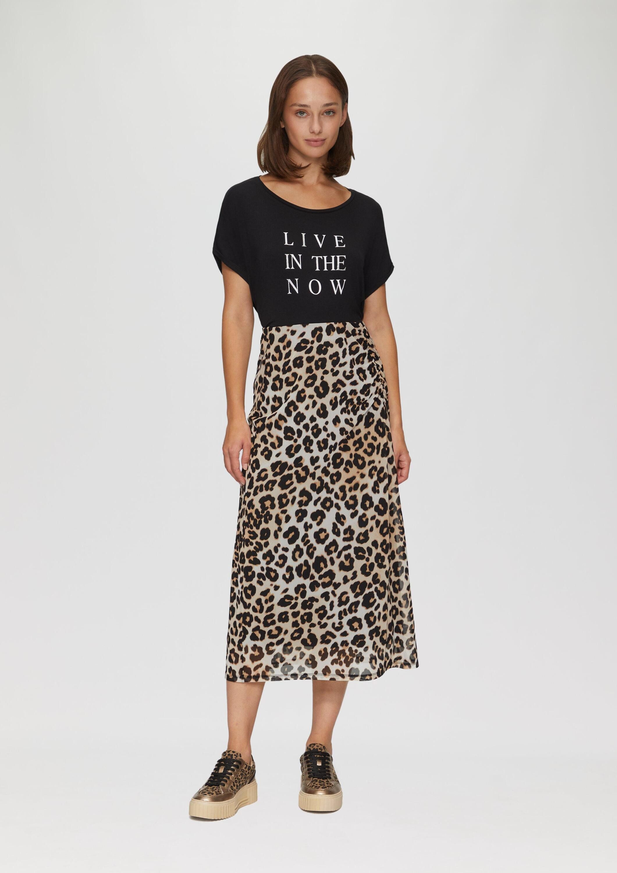s.Oliver Maxirock Rock Mesh-Rock mit Raffdetail und Leo-Print günstig online kaufen