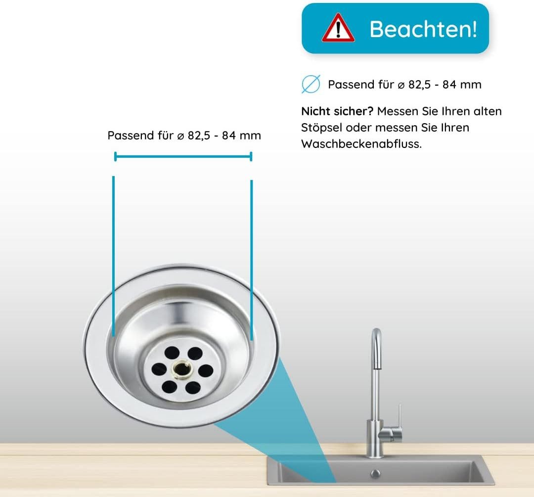 FELIXLEO Küchensieb Verstellbarer Waschbeckenstöpsel Sieb 82mm Edelstahl, (1-St) – Bild 5 von 5