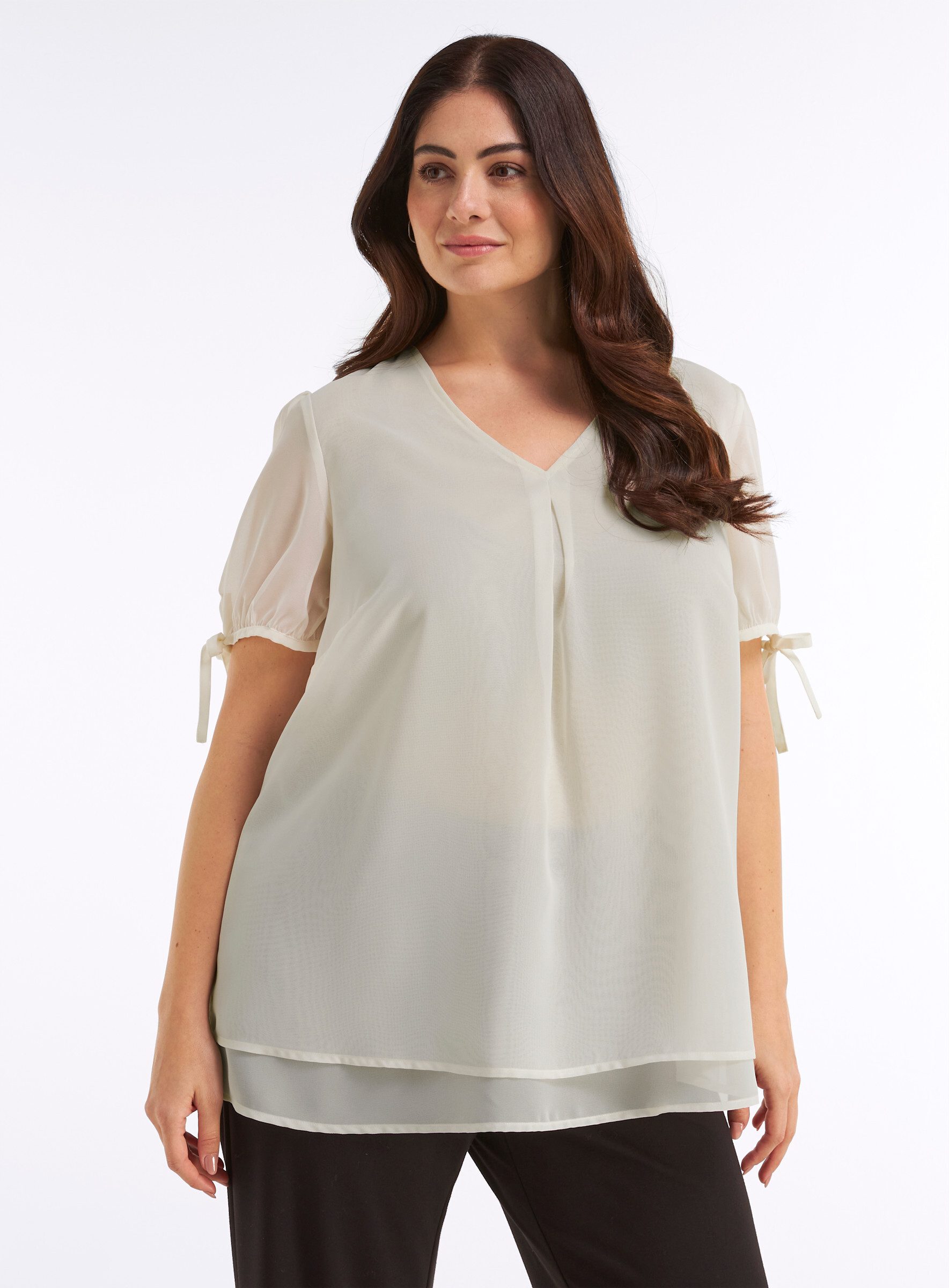 Sheego Klassische Bluse Tunika Kurzarm