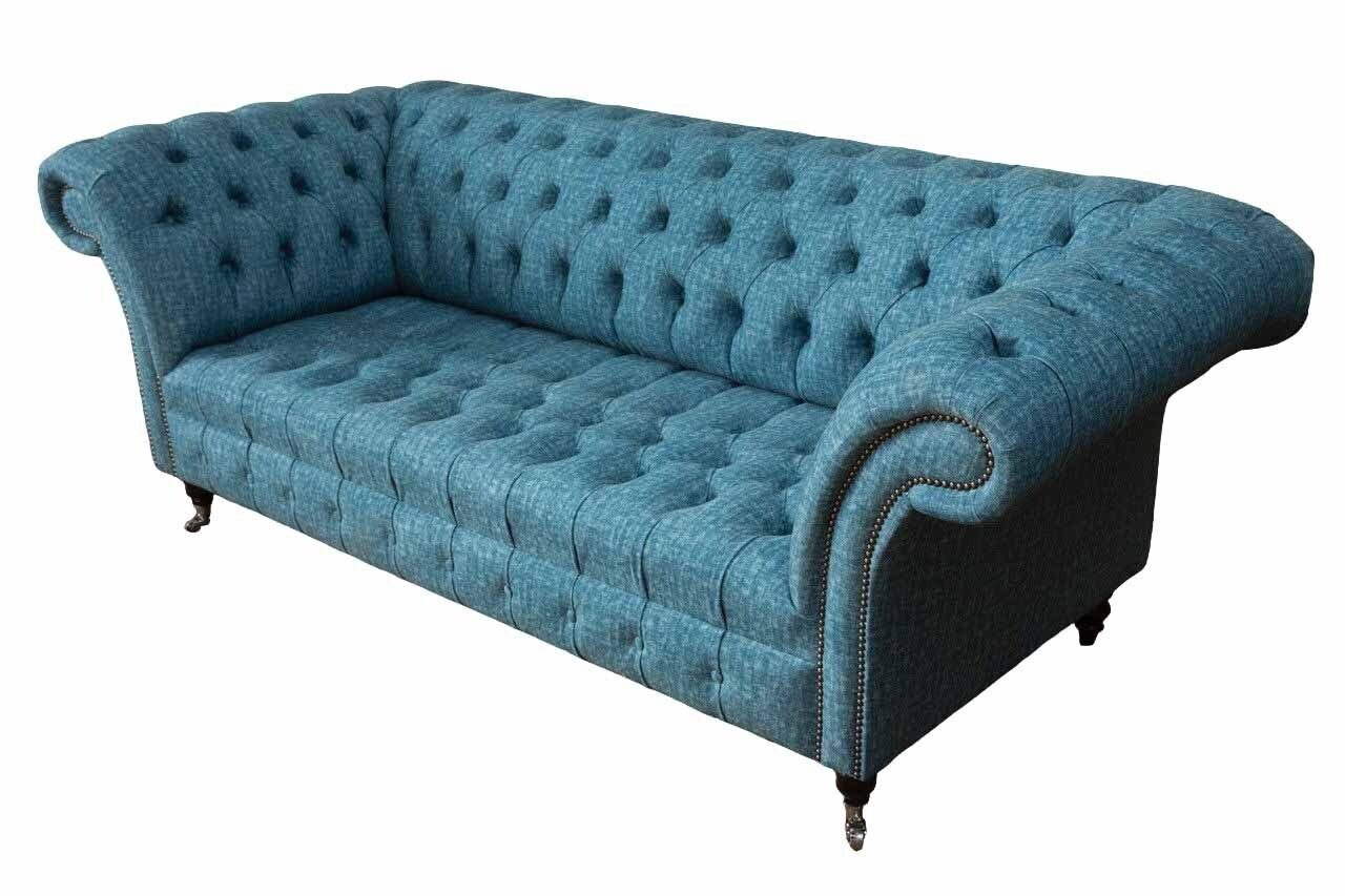 JVmoebel Samt Europe Sitzmöbel Made Wohnzimmer Sofa Couchen Sofa In Couch Blauer Dreisitzer Sofa,