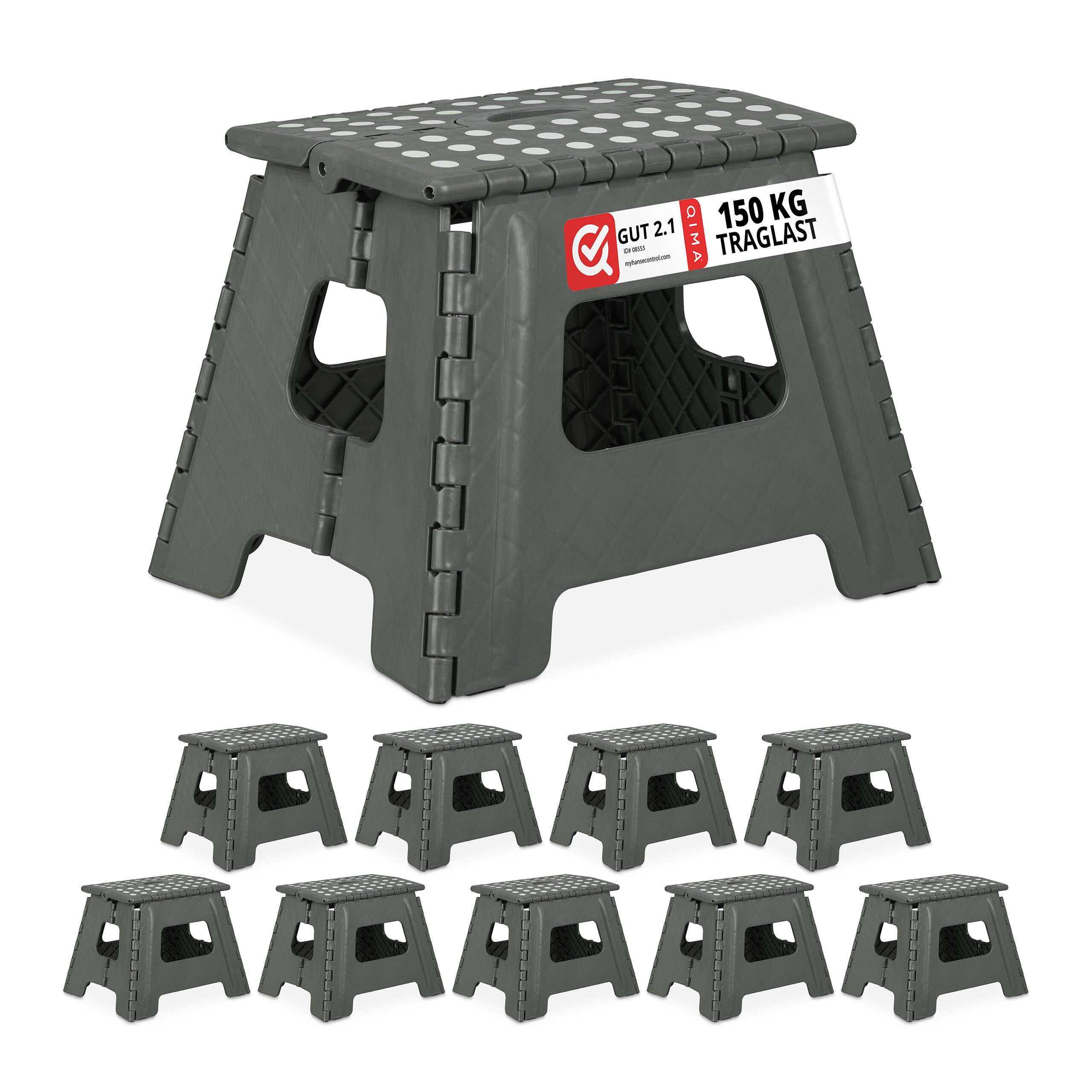 Sitzhocker Klapphocker faltbar L hellgrau 10er Set